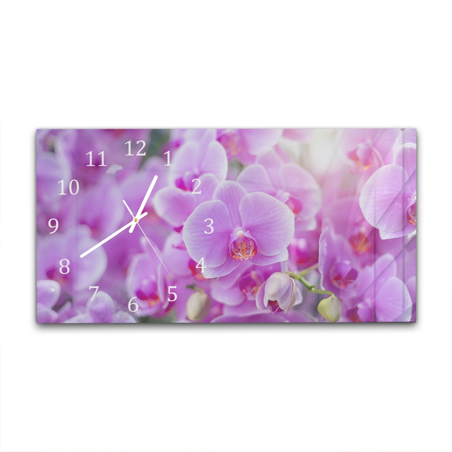 Wandklok 60x30 - Gehard Glas - Stralende Orchideeën