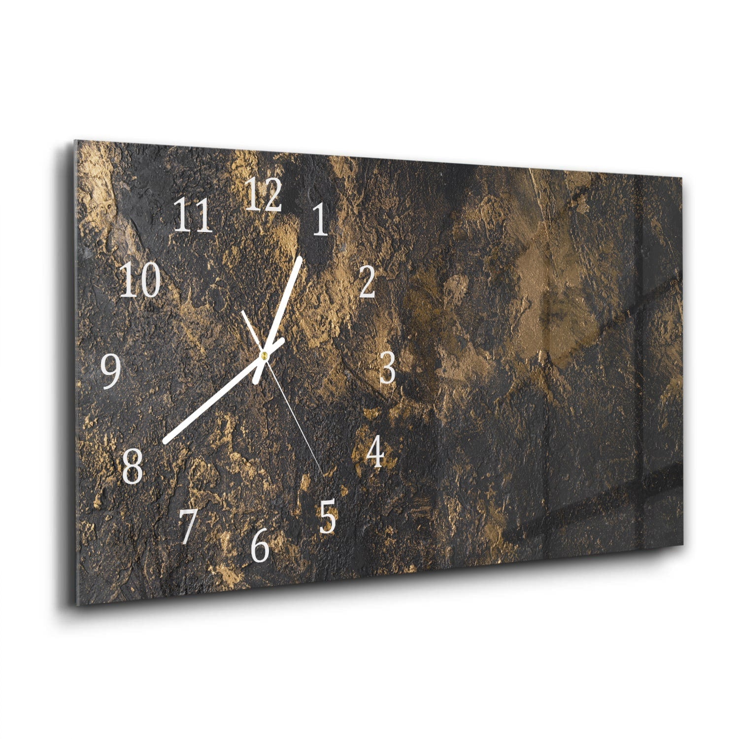 Wandklok 60x30 - Gehard Glas - Black-Gold Textuur