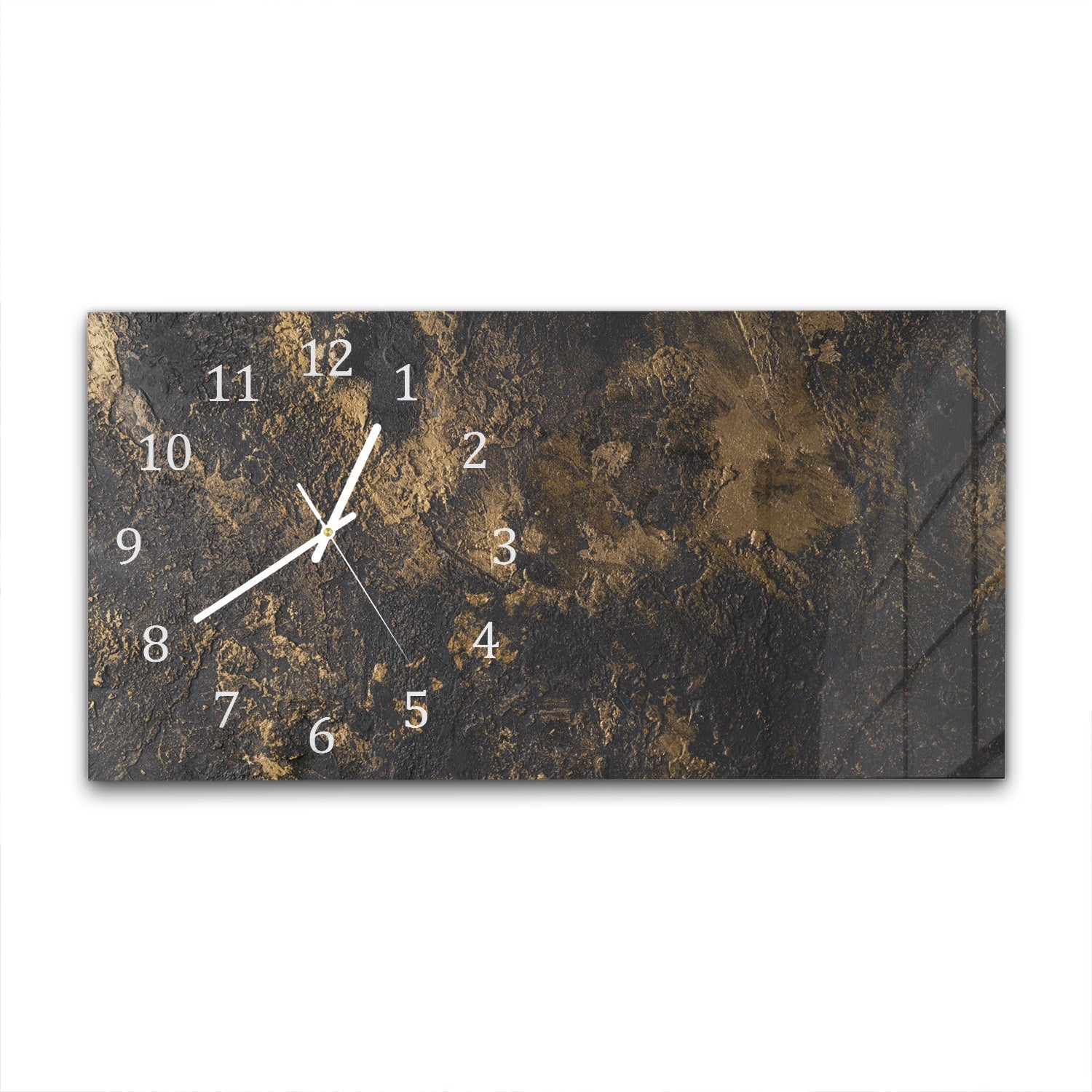 Wandklok 60x30 - Gehard Glas - Black-Gold Textuur