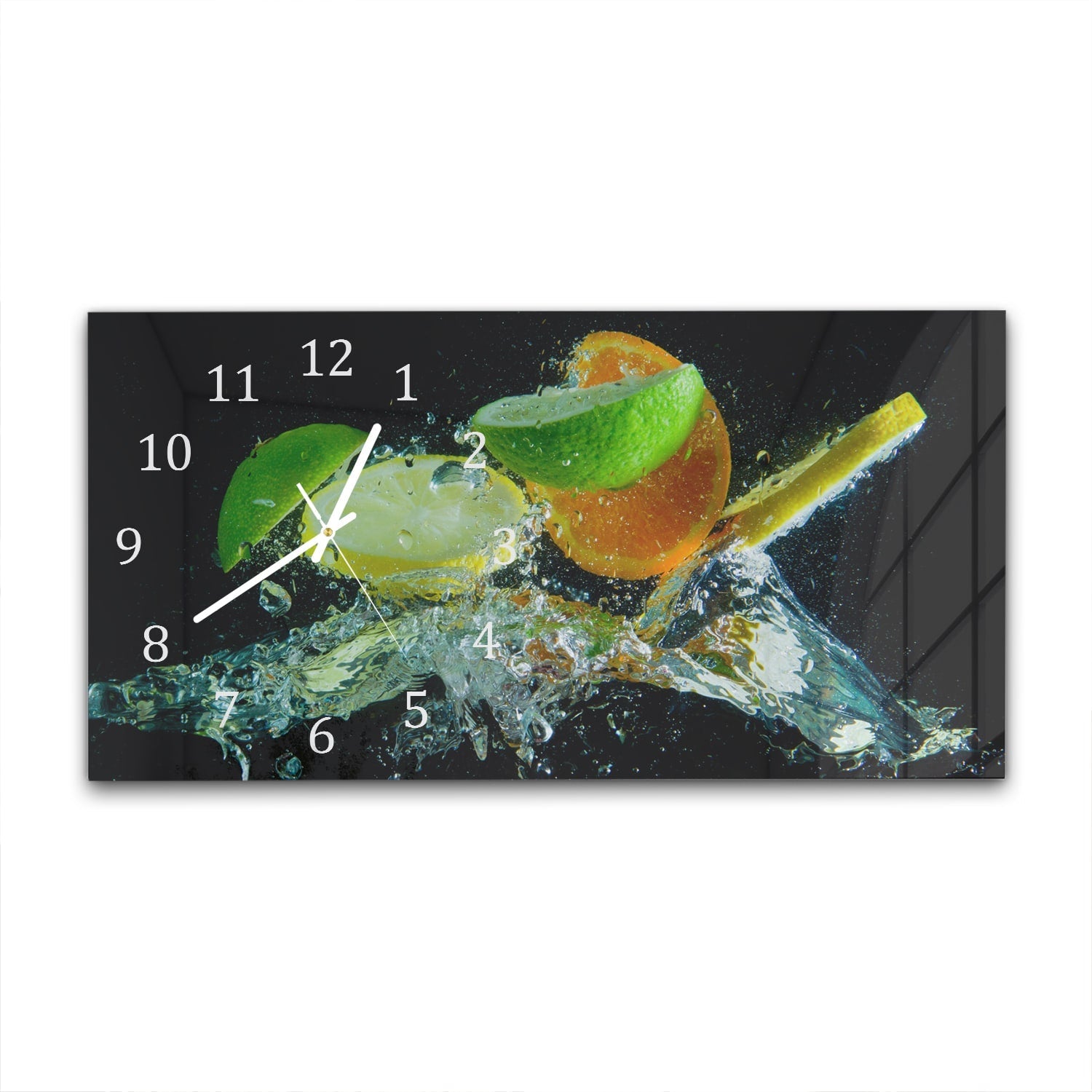 Wandklok 60x30 - Gehard Glas - Citrus Splash