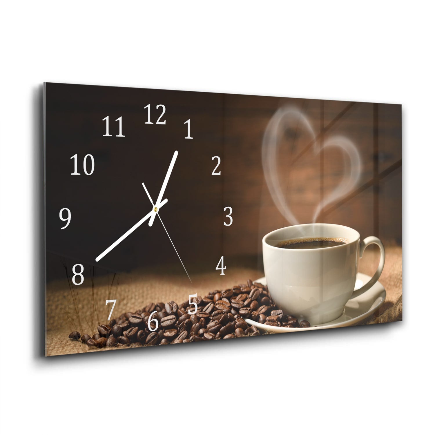 Wandklok 60x30 - Gehard Glas - Koffie met een Hart