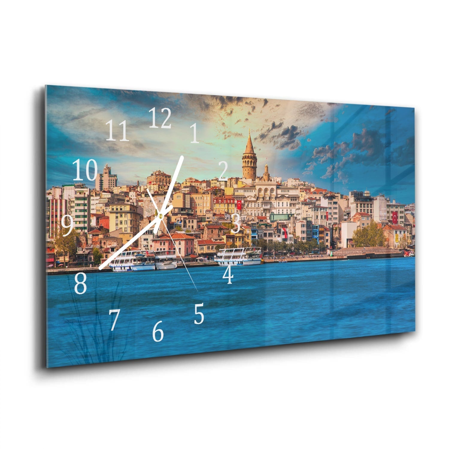 Wandklok 60x30 - Gehard Glas - Galata Toren in Istanbul