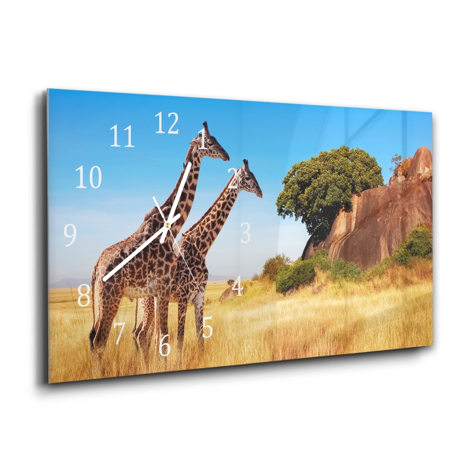 Wandklok 60x30 - Gehard Glas - Giraffen