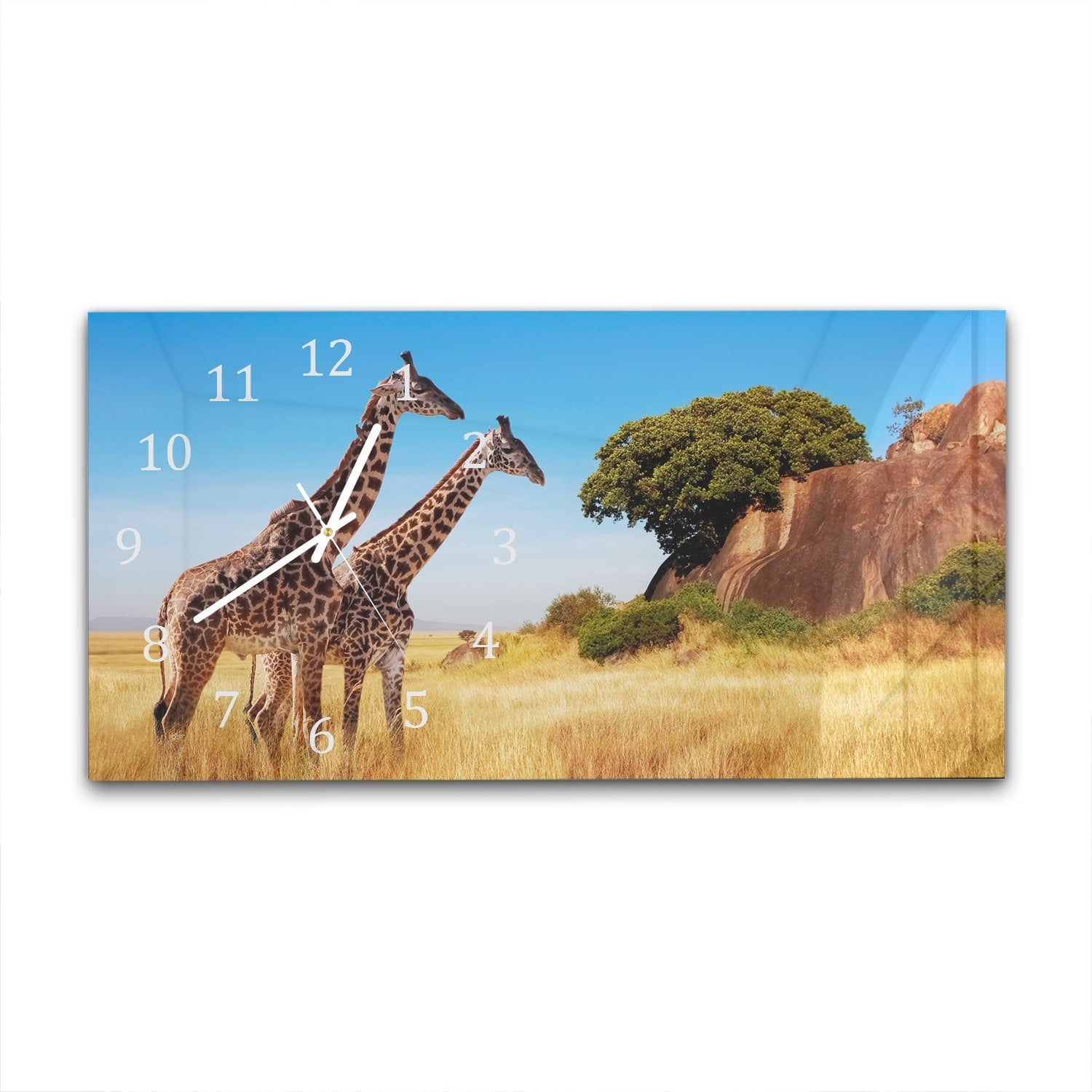 Wandklok 60x30 - Gehard Glas - Giraffen