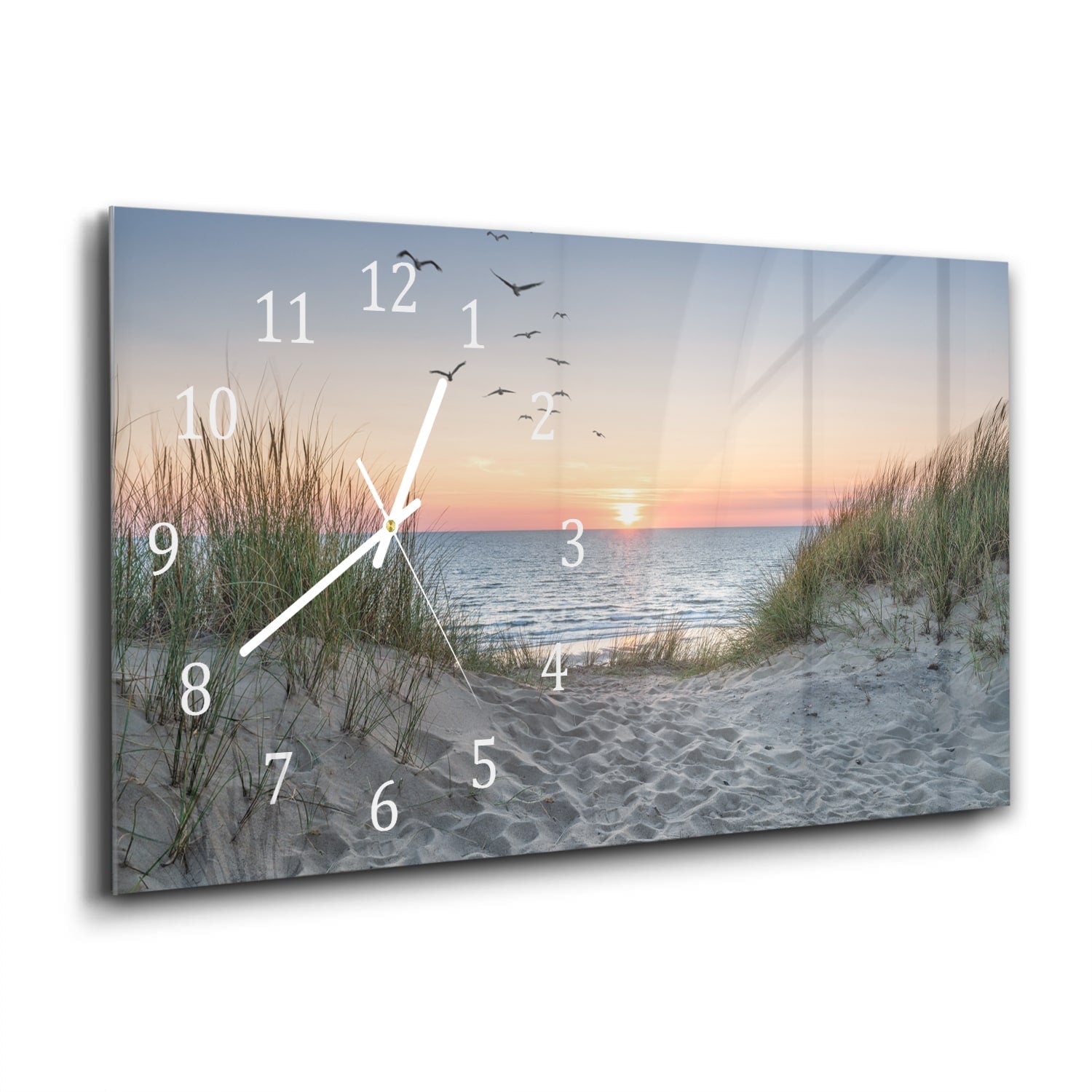 Wandklok 60x30 - Gehard Glas - Duinen bij Zonsondergang