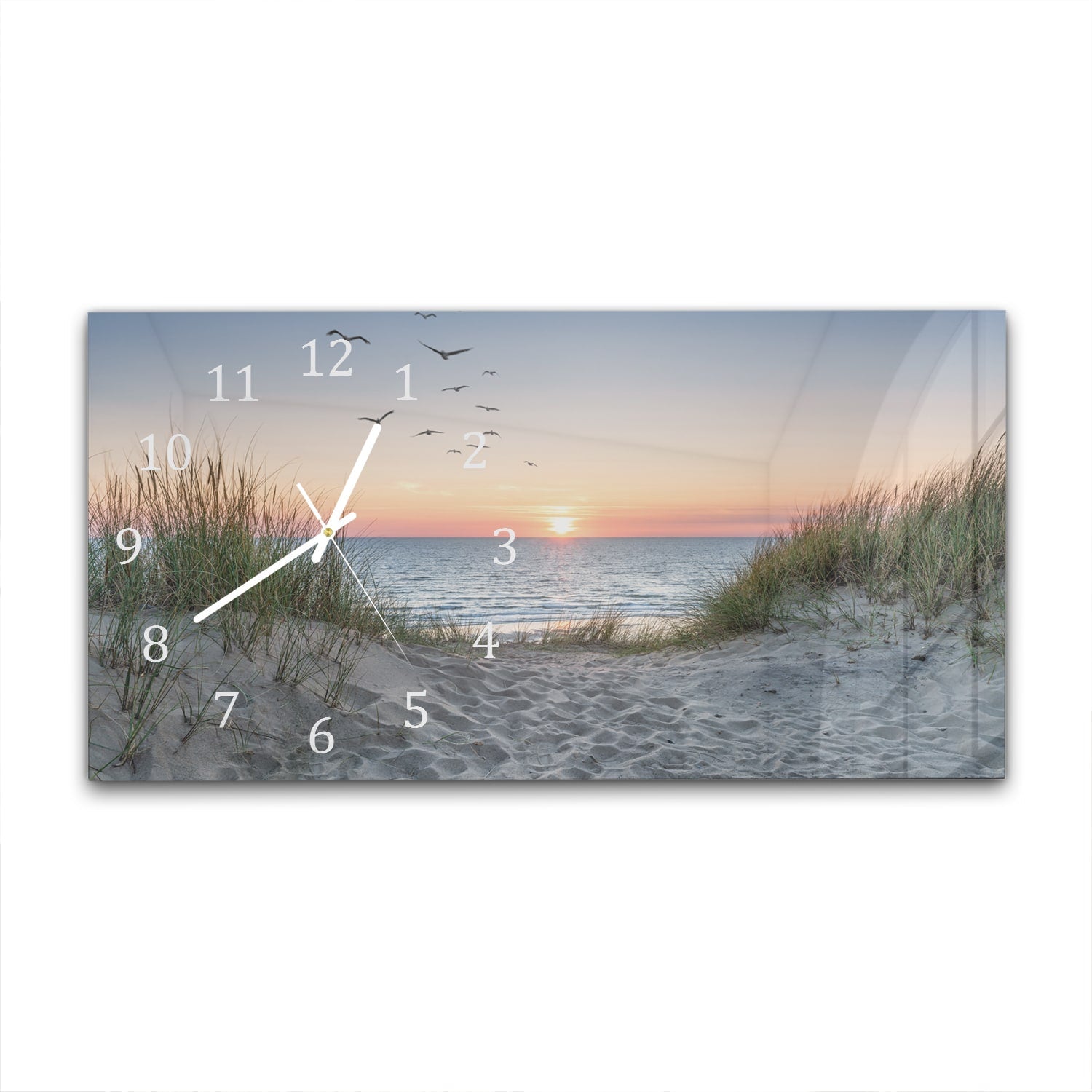 Wandklok 60x30 - Gehard Glas - Duinen bij Zonsondergang