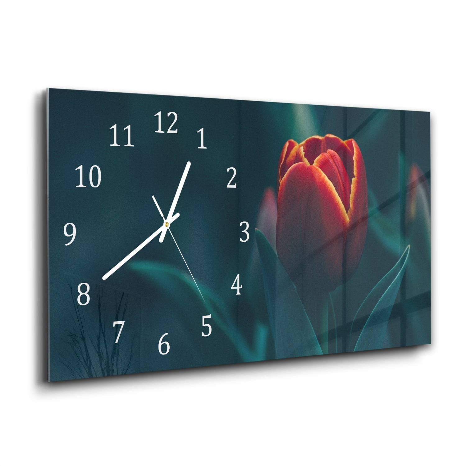 Wandklok 60x30 - Gehard Glas - Dieprode Tulp