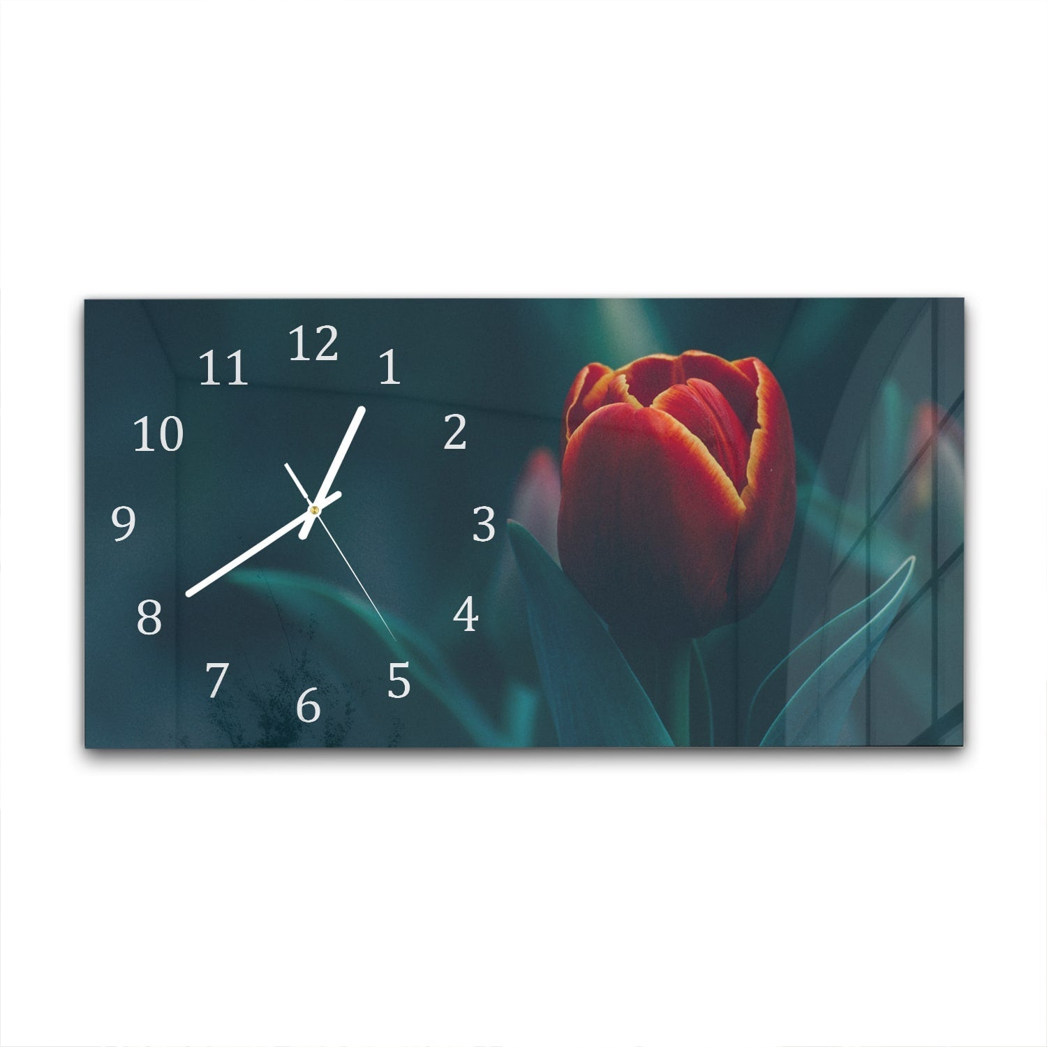 Wandklok 60x30 - Gehard Glas - Dieprode Tulp