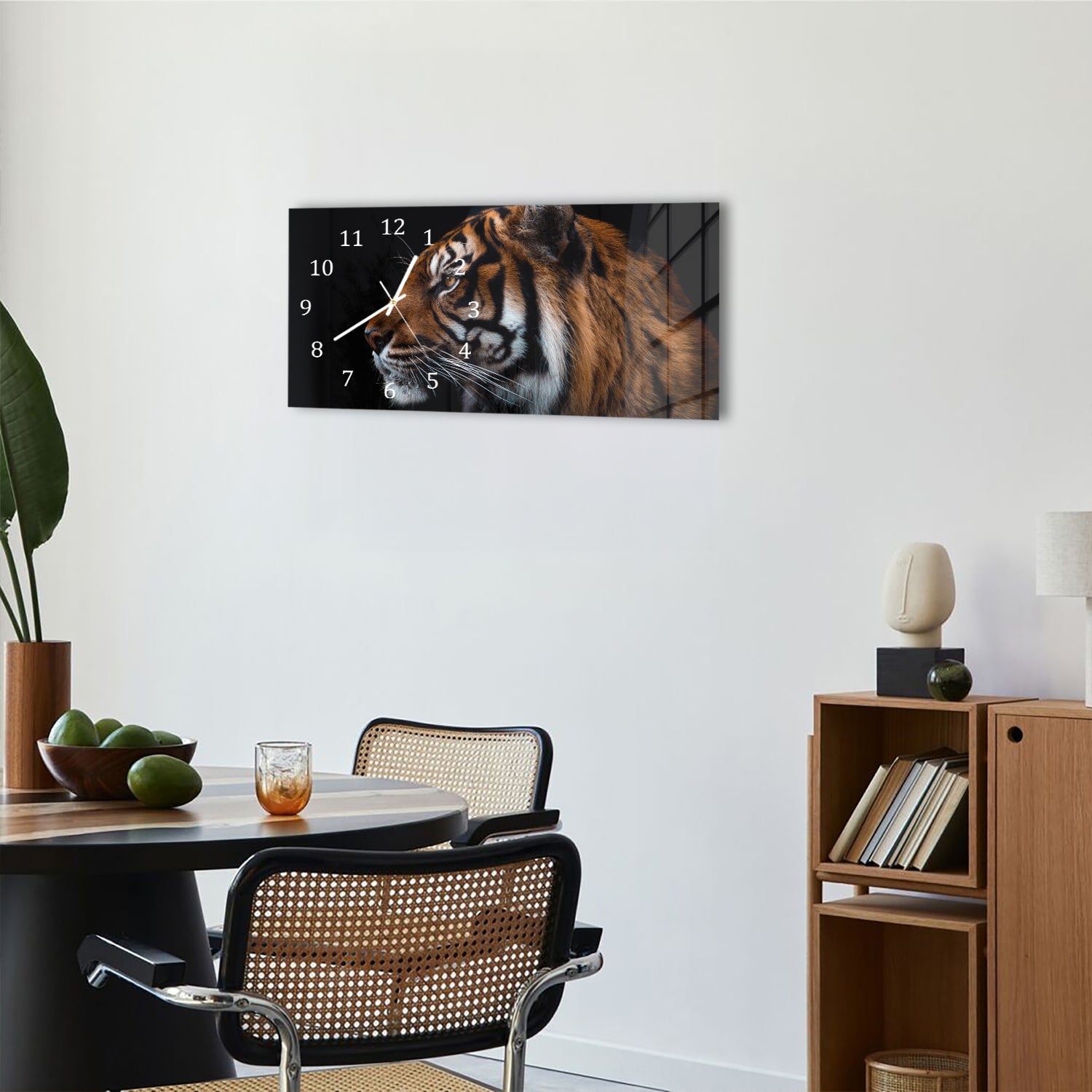 Wandklok 60x30 - Gehard Glas - Zijportret van Tijger