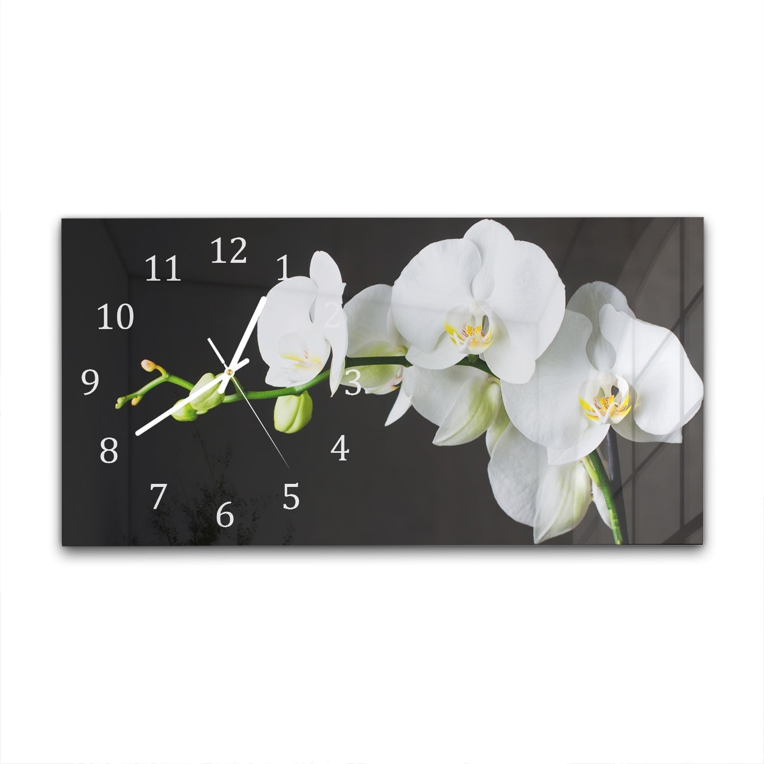 Wandklok 60x30 - Gehard Glas - Witte Orchideeën