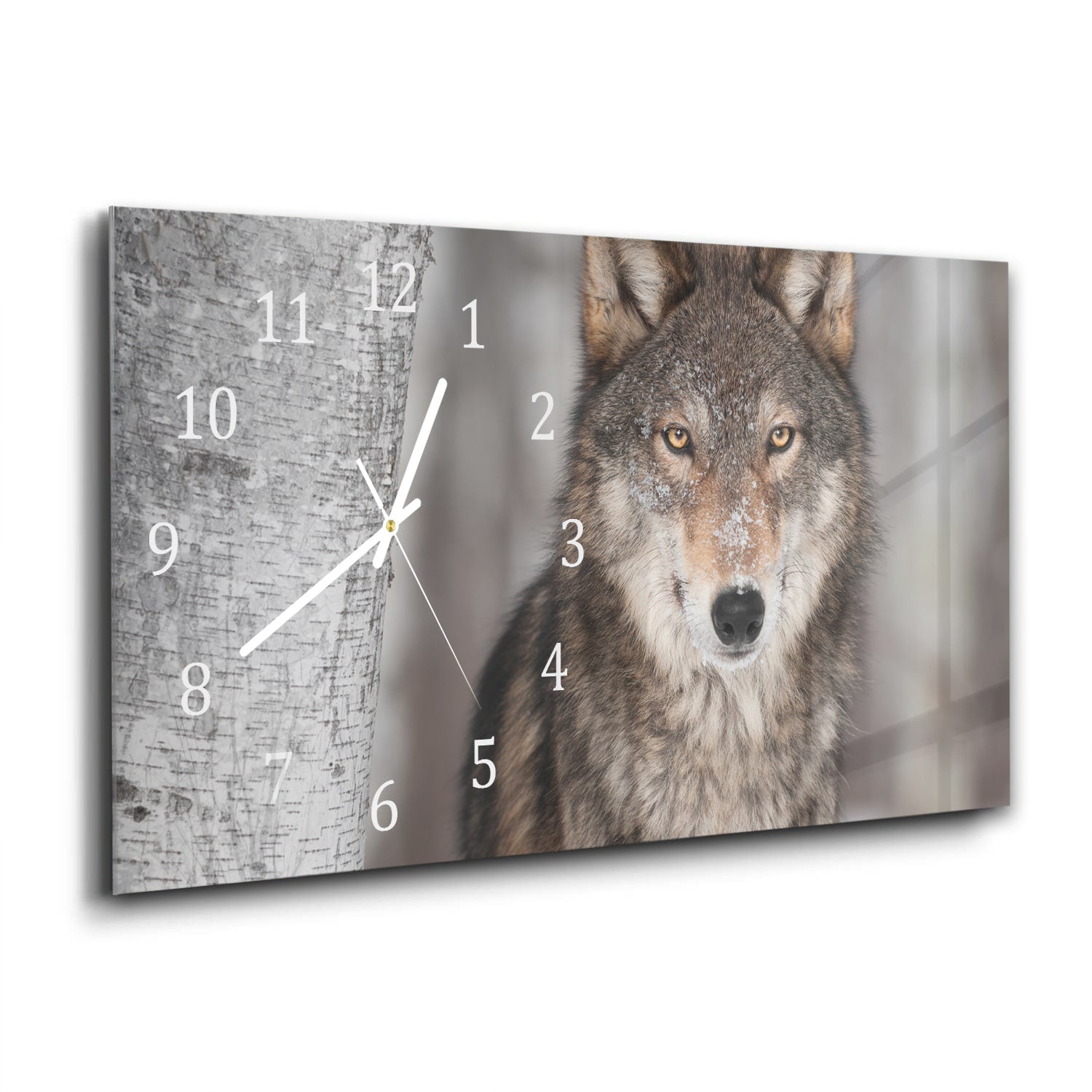 Wandklok 60x30 - Gehard Glas - Grijze Wolf