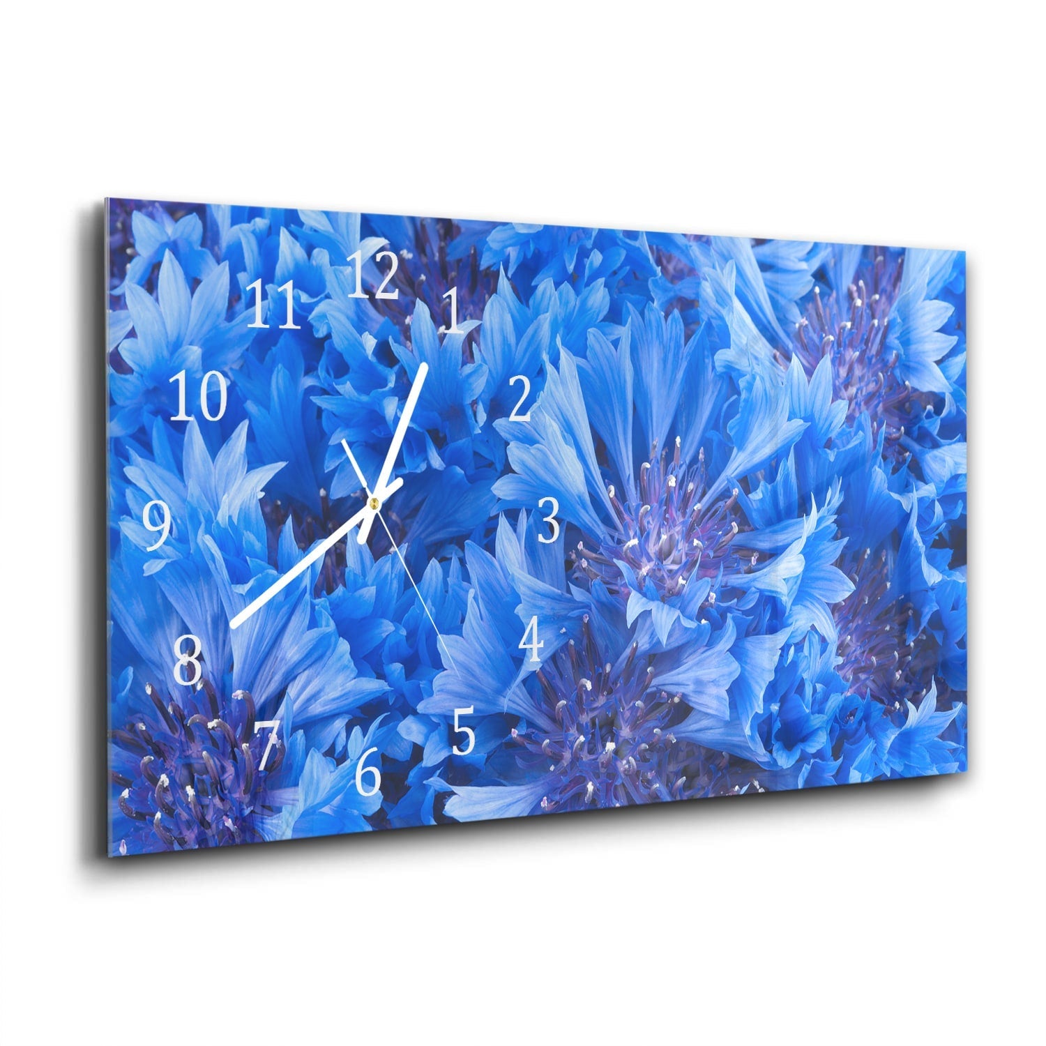 Wandklok 60x30 - Gehard Glas - Blauwe Korenbloem