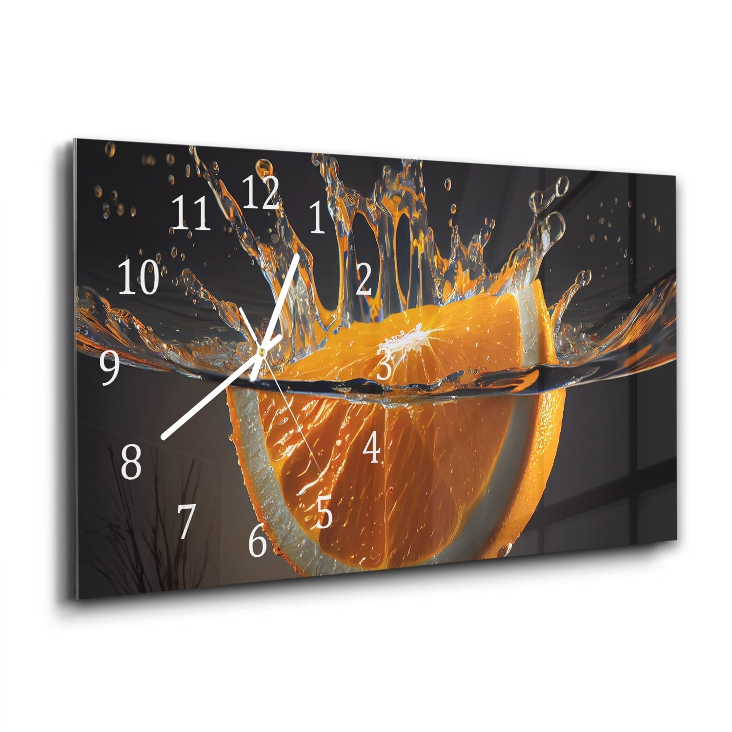 Wandklok 60x30 - Gehard Glas - Sinaasappel Splash