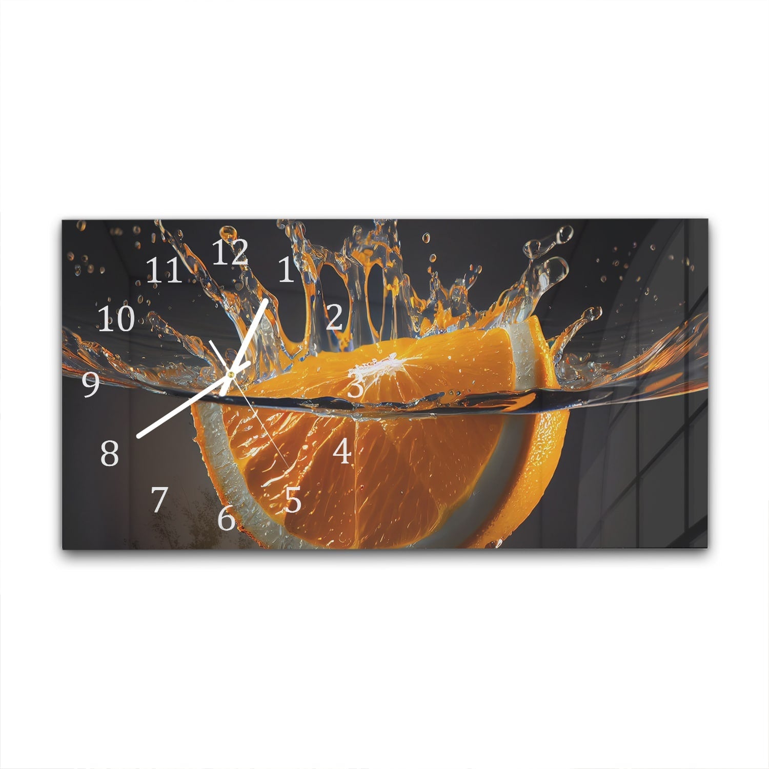 Wandklok 60x30 - Gehard Glas - Sinaasappel Splash