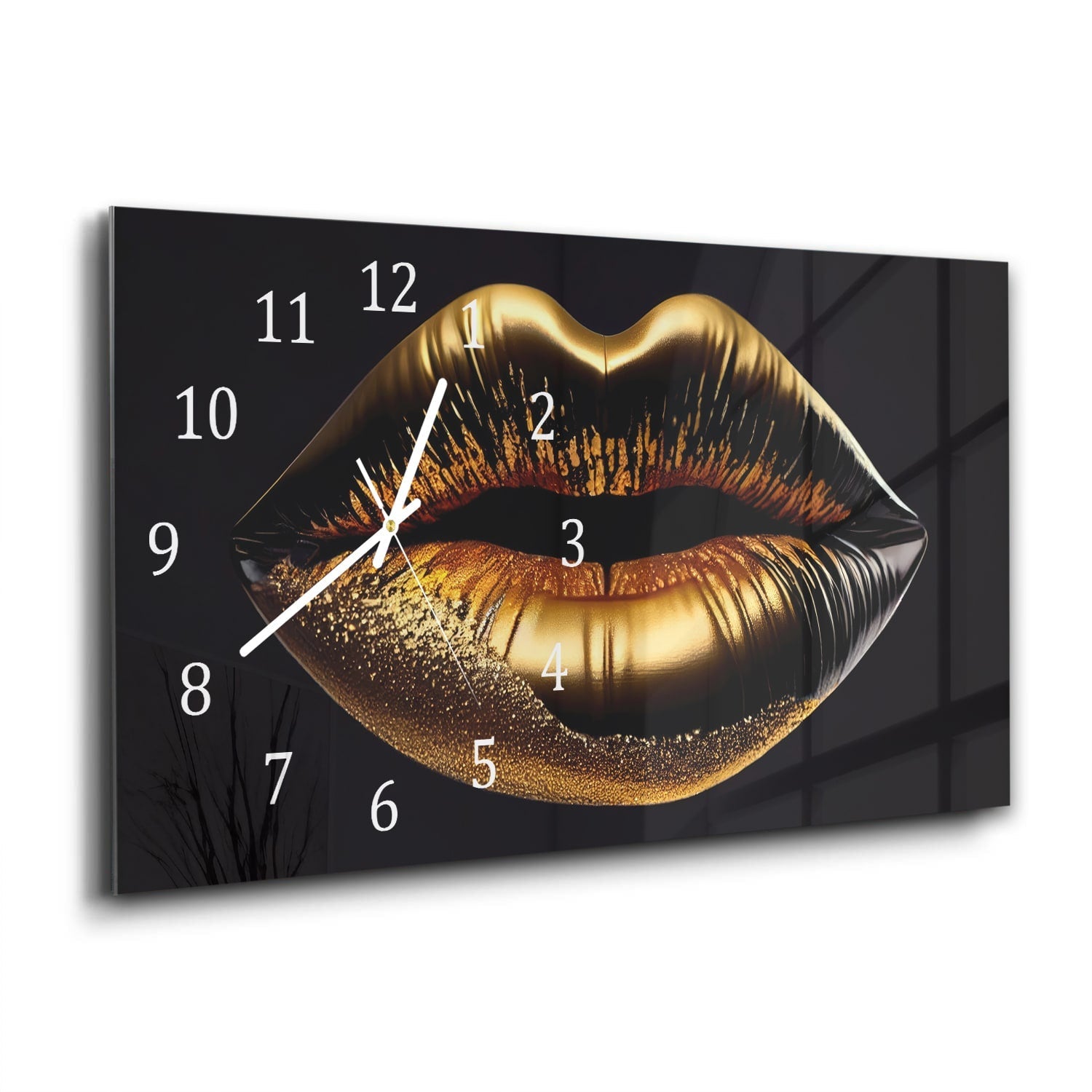 Wandklok 60x30 - Gehard Glas - Gouden Lippen