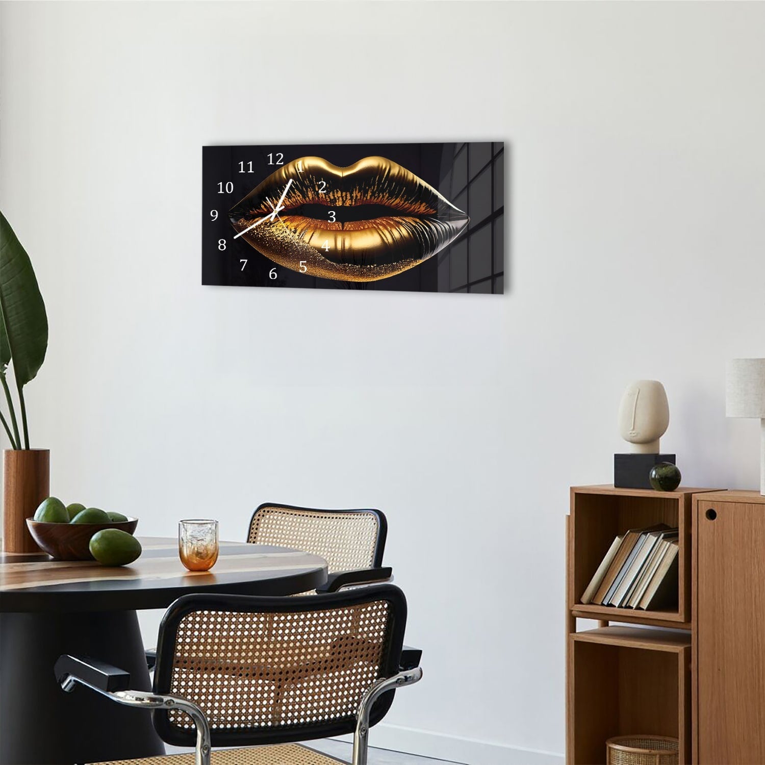 Wandklok 60x30 - Gehard Glas - Gouden Lippen