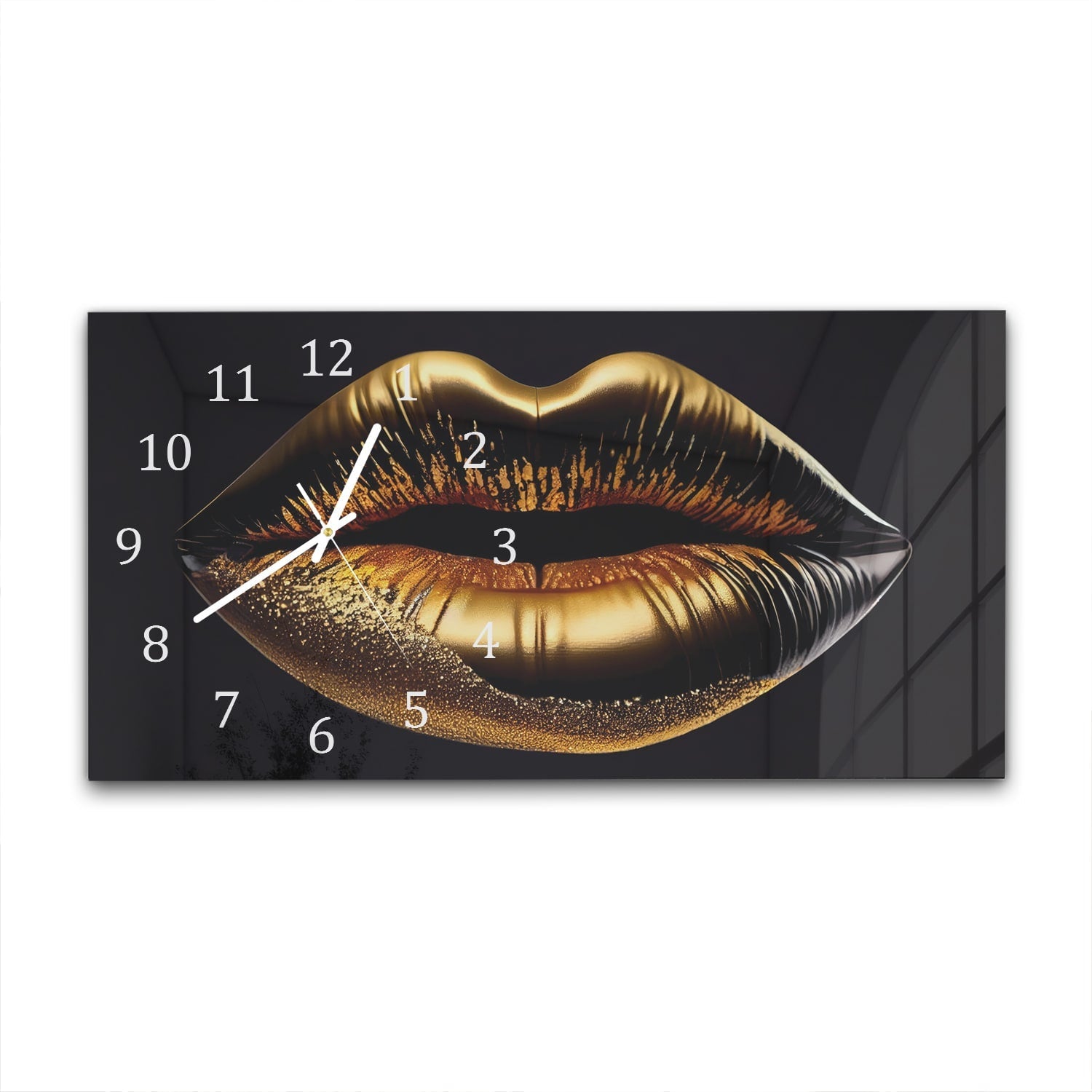 Wandklok 60x30 - Gehard Glas - Gouden Lippen