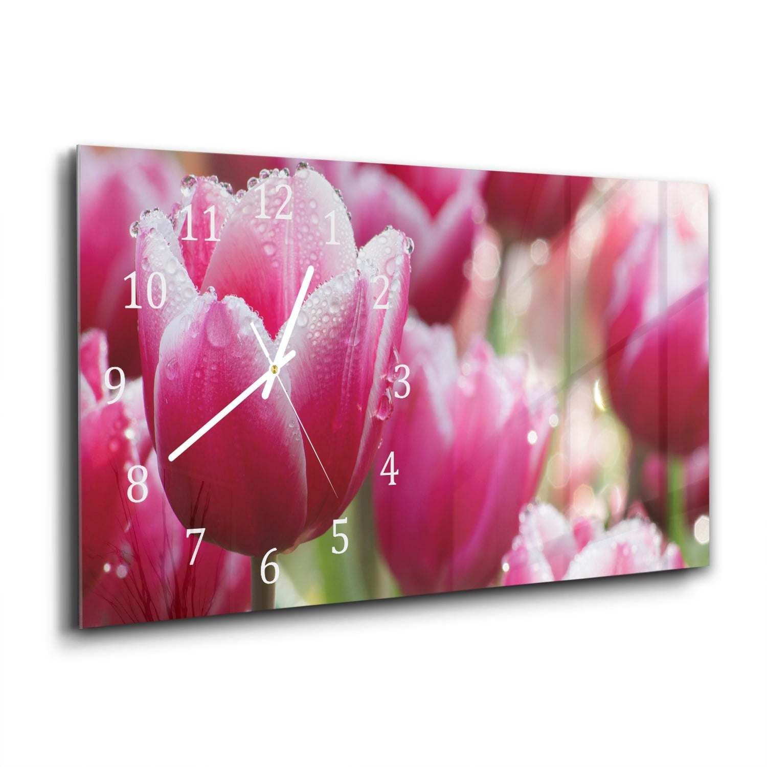 Wandklok 60x30 - Gehard Glas - Natte Tulpen