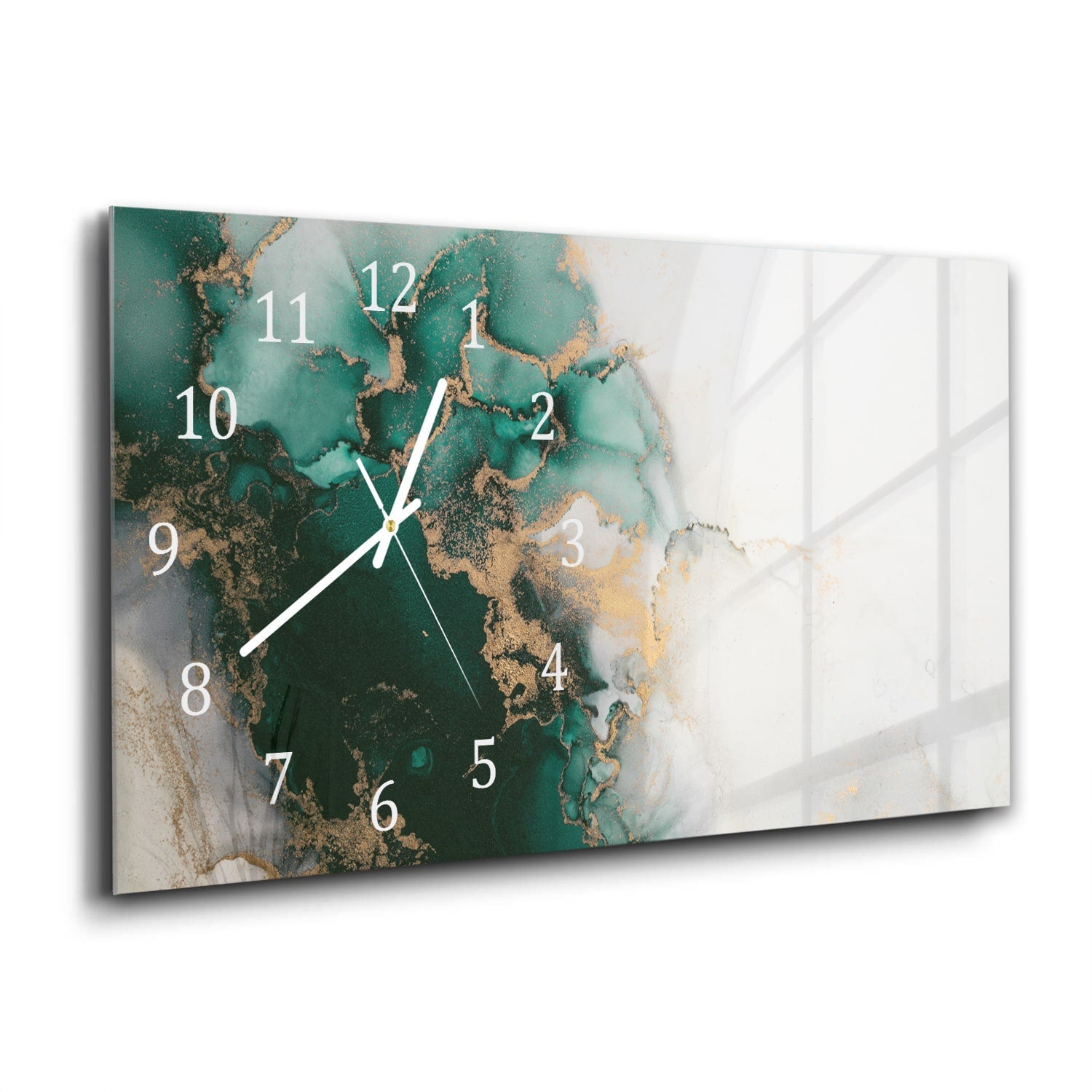 Wandklok 60x30 - Gehard Glas - Luxe Groen-Marmer