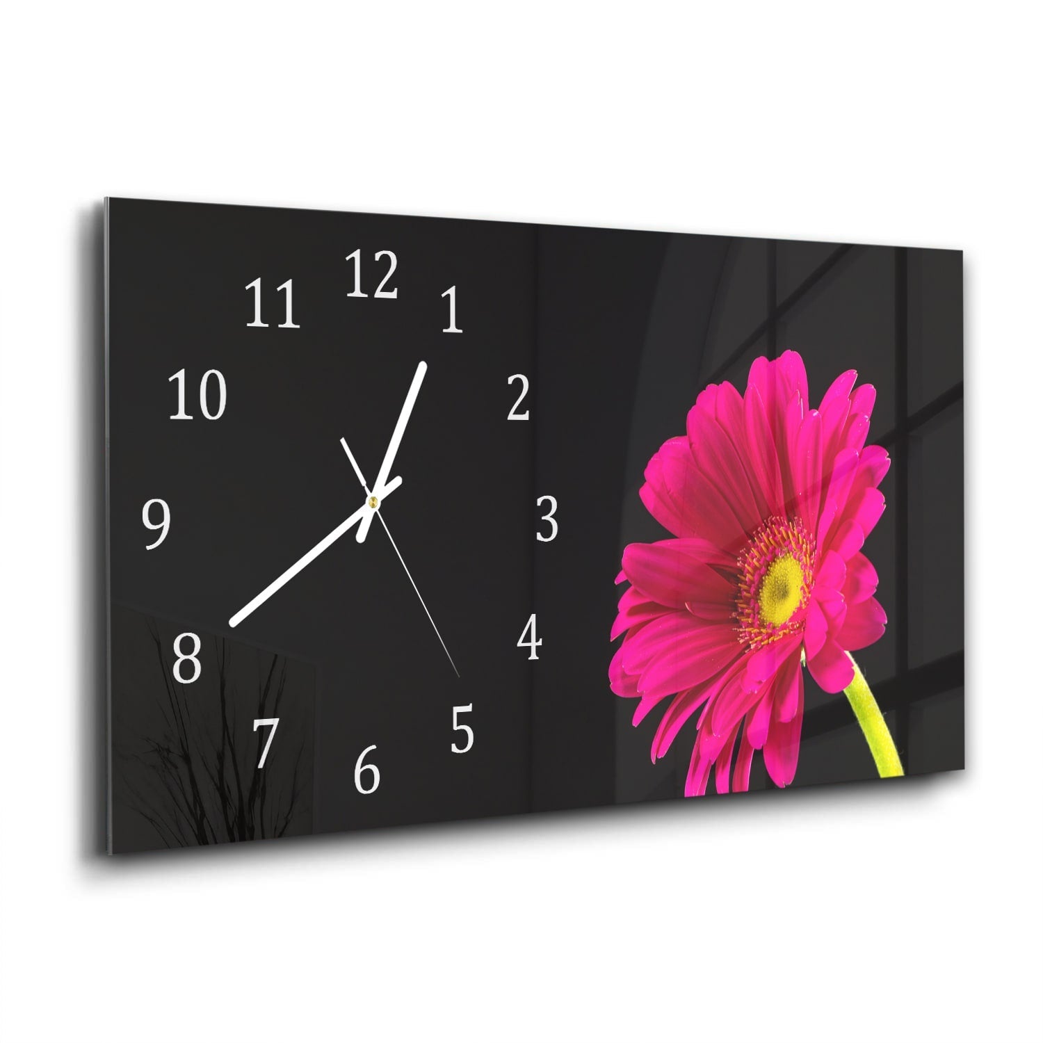 Wandklok 60x30 - Gehard Glas - Stralende Gerbera