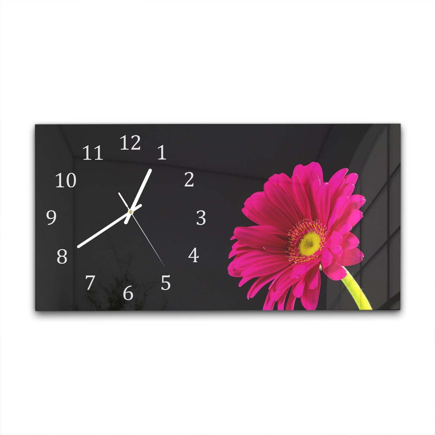 Wandklok 60x30 - Gehard Glas - Stralende Gerbera