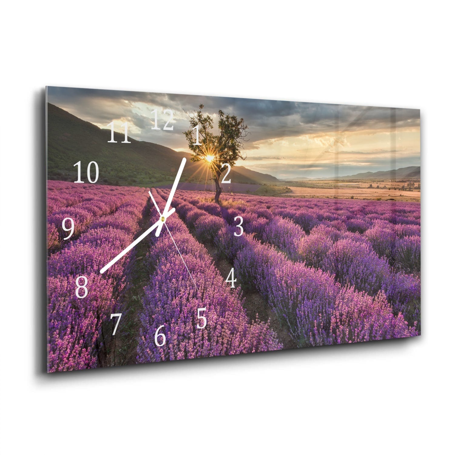 Wandklok 60x30 - Gehard Glas - Lavendel Veld