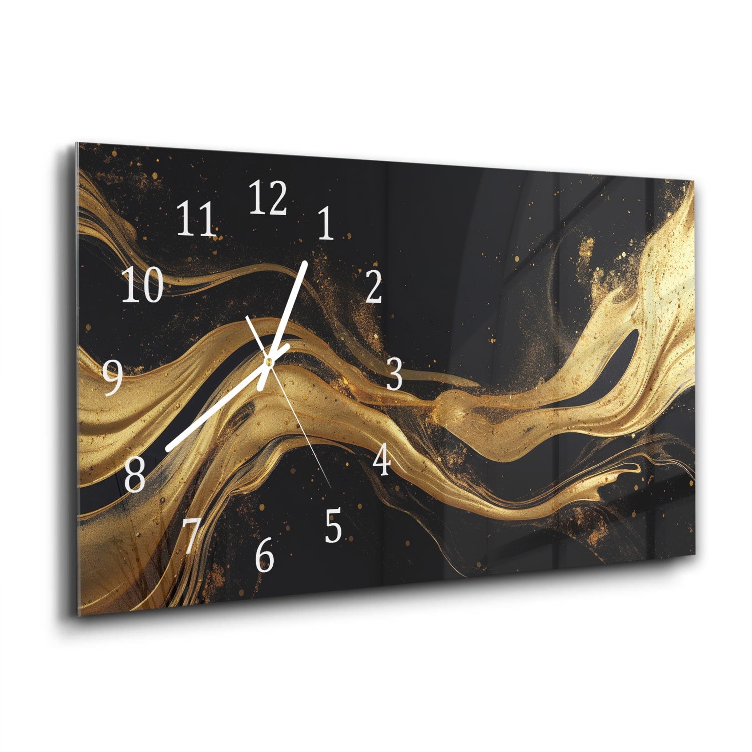 Wandklok 60x30 - Gehard Glas - Abstracte luxe goud-zwart achtergrond