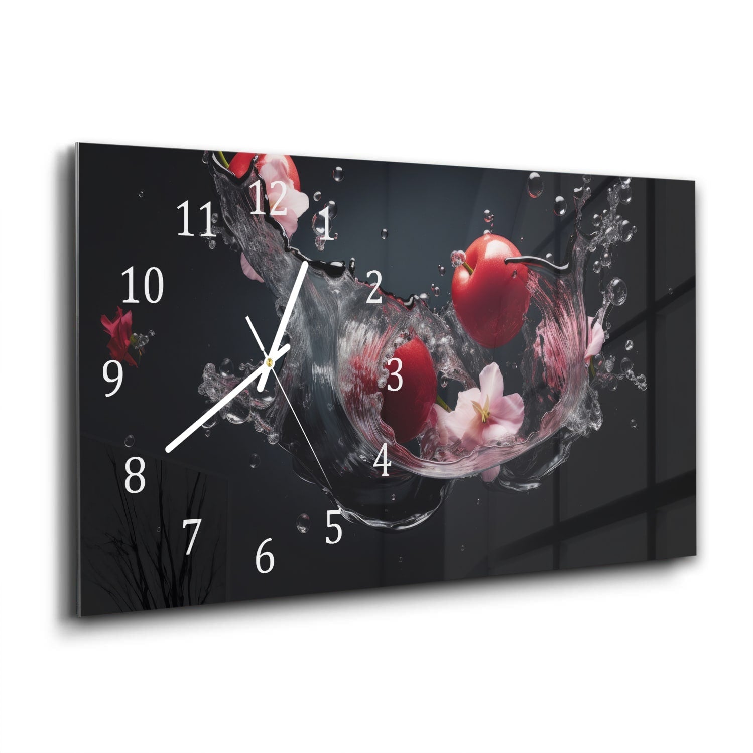 Wandklok 60x30 - Gehard Glas - Tomaten Splash