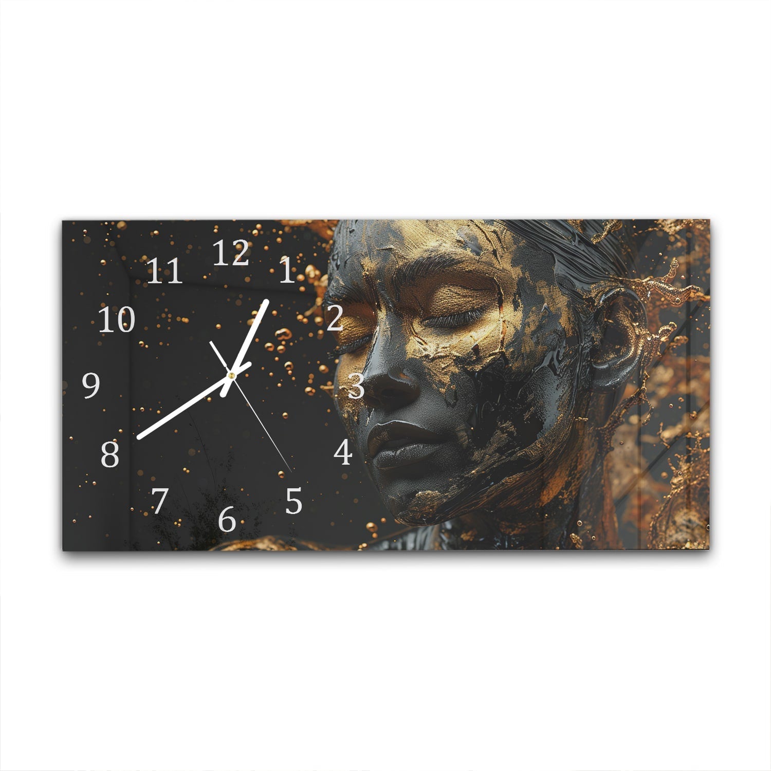 Wandklok 60x30 - Gehard Glas - Vrouw met Gouden Make-up