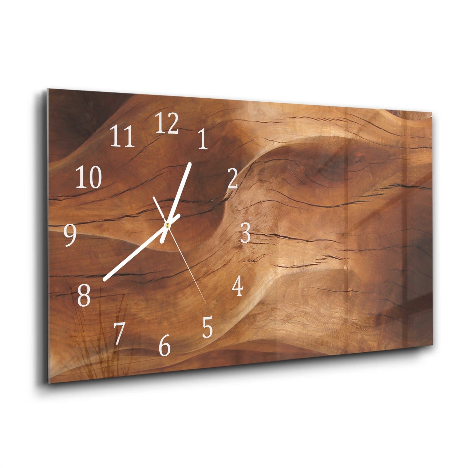 Wandklok 60x30 - Gehard Glas - Golvend Hout