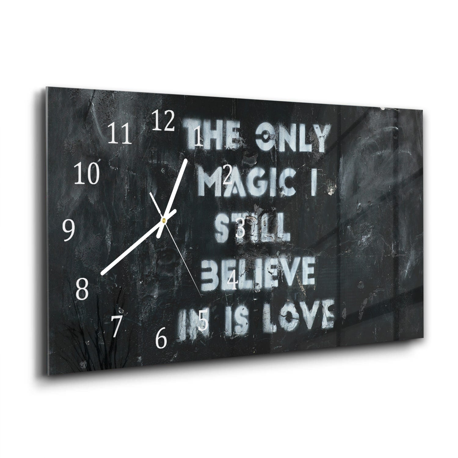 Wandklok 60x30 - Gehard Glas - Quote op Ruwe Achtergrond