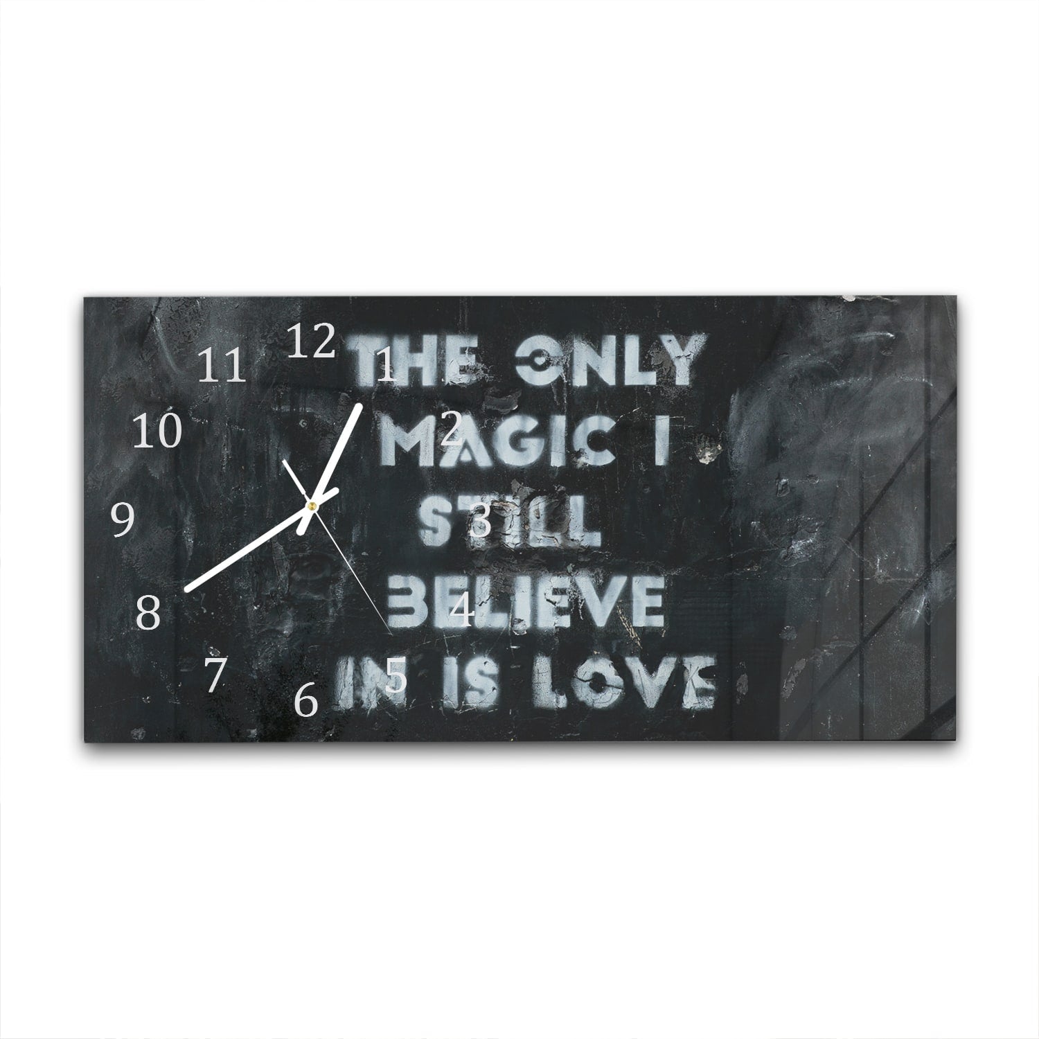 Wandklok 60x30 - Gehard Glas - Quote op Ruwe Achtergrond