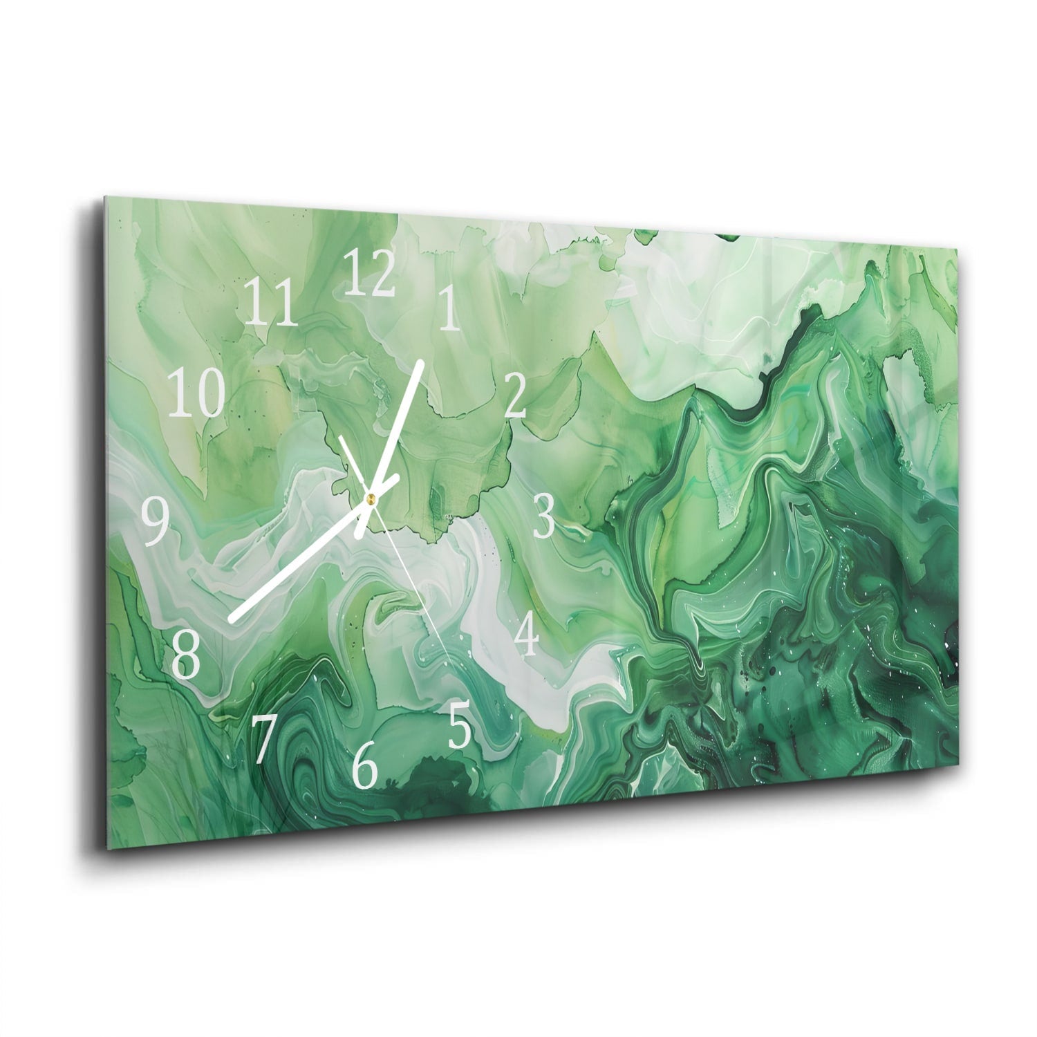 Wandklok 60x30 - Gehard Glas - Groene Waterverf Textuur