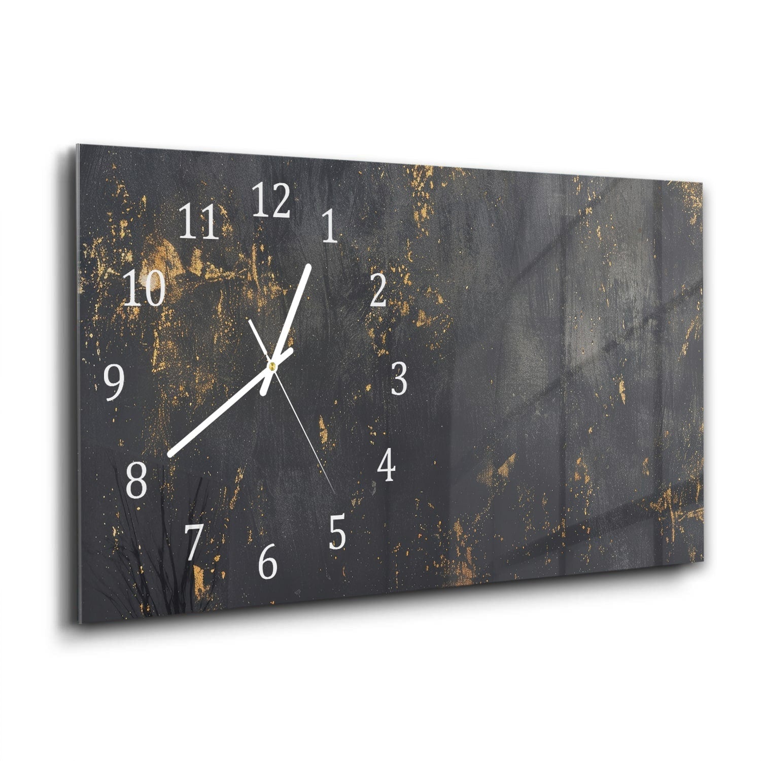 Wandklok 60x30 - Gehard Glas - Gouden Stof op Ruwe Textuur