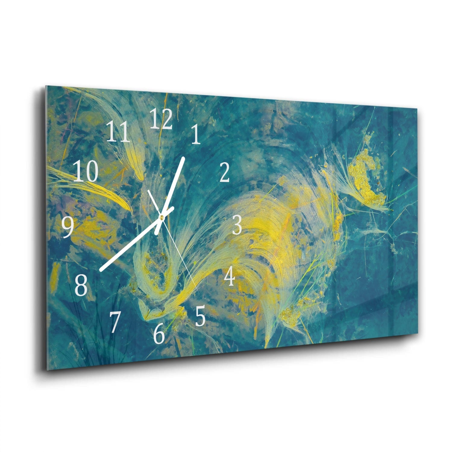 Wandklok 60x30 - Gehard Glas - Abstracte Verf Golven