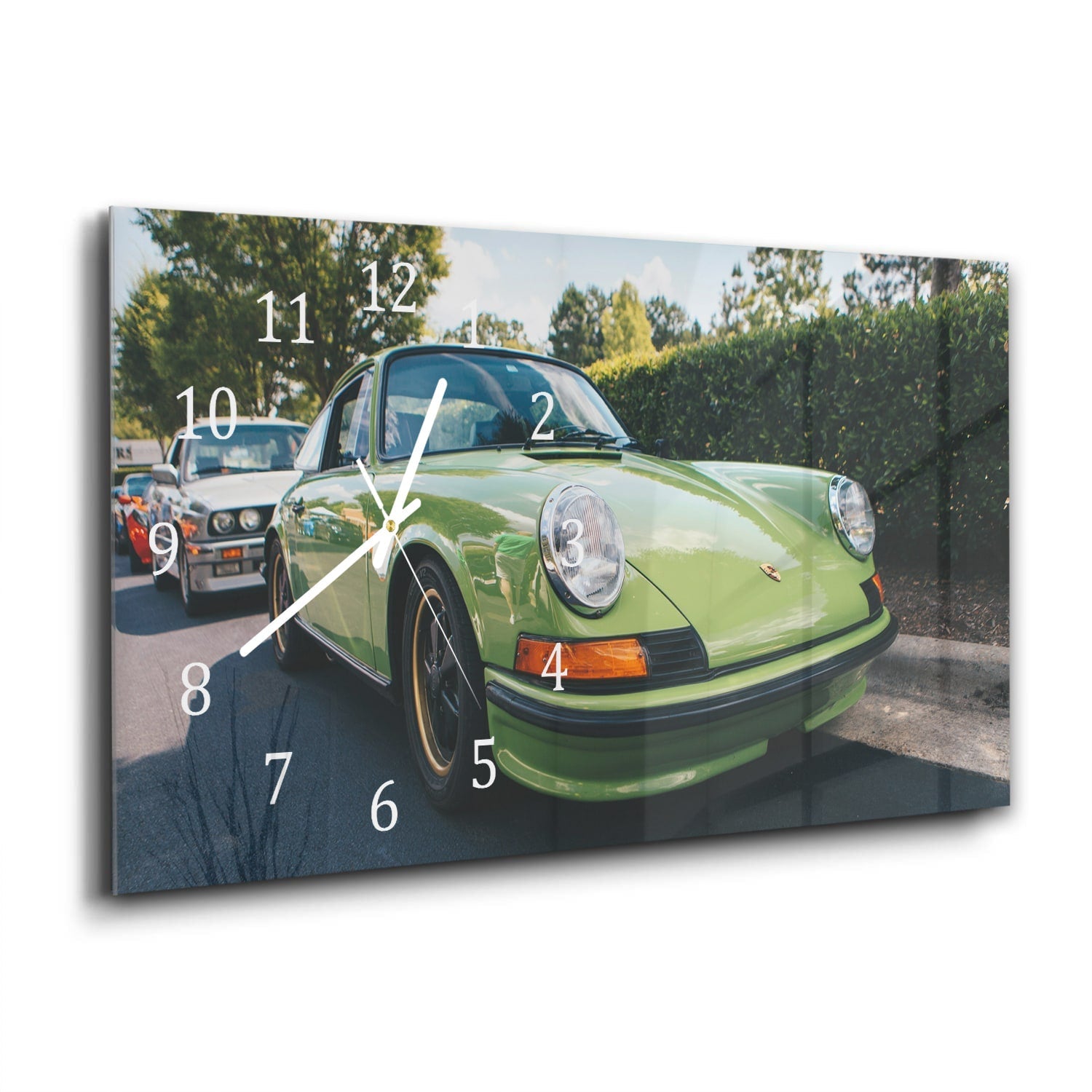 Wandklok 60x30 - Gehard Glas - Porsche 911 1970 Groen