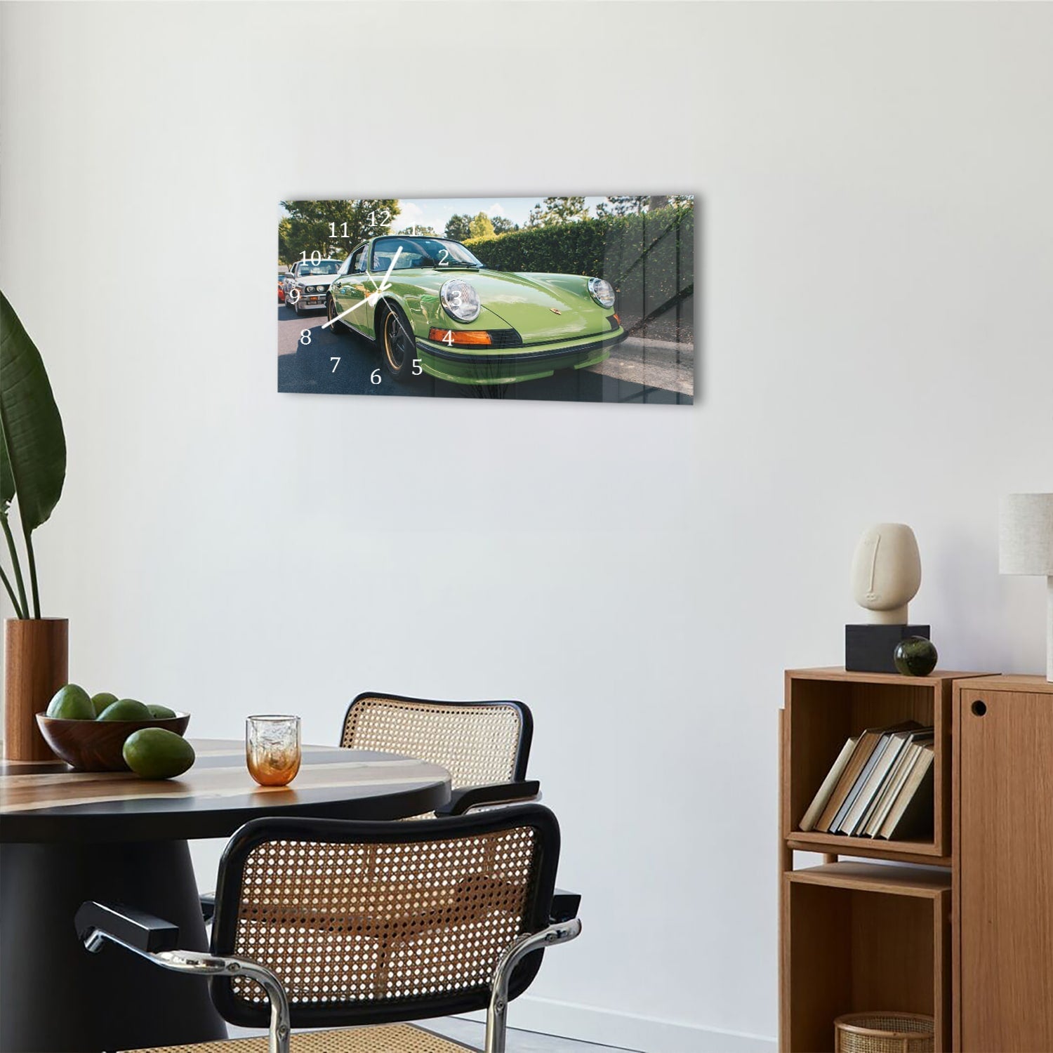 Wandklok 60x30 - Gehard Glas - Porsche 911 1970 Groen