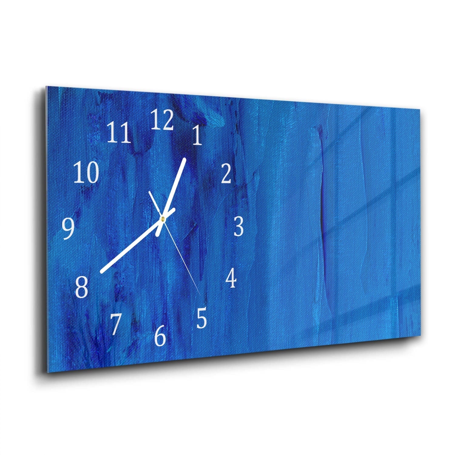 Wandklok 60x30 - Gehard Glas - Blauw Abstractie