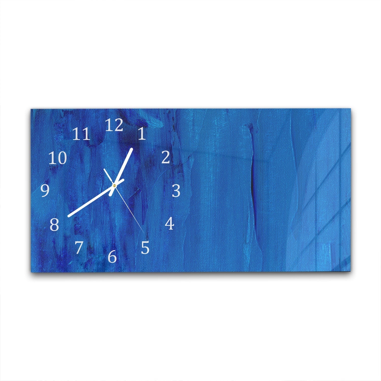 Wandklok 60x30 - Gehard Glas - Blauw Abstractie