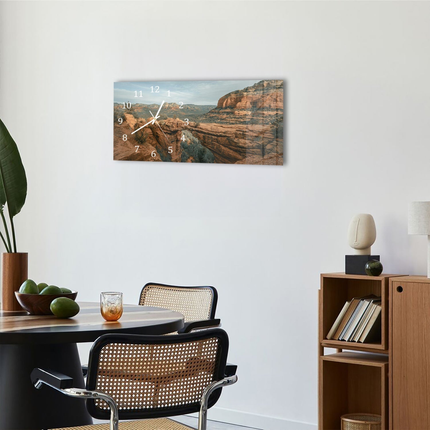 Wandklok 60x30 - Gehard Glas - Rotsen in de Canyons