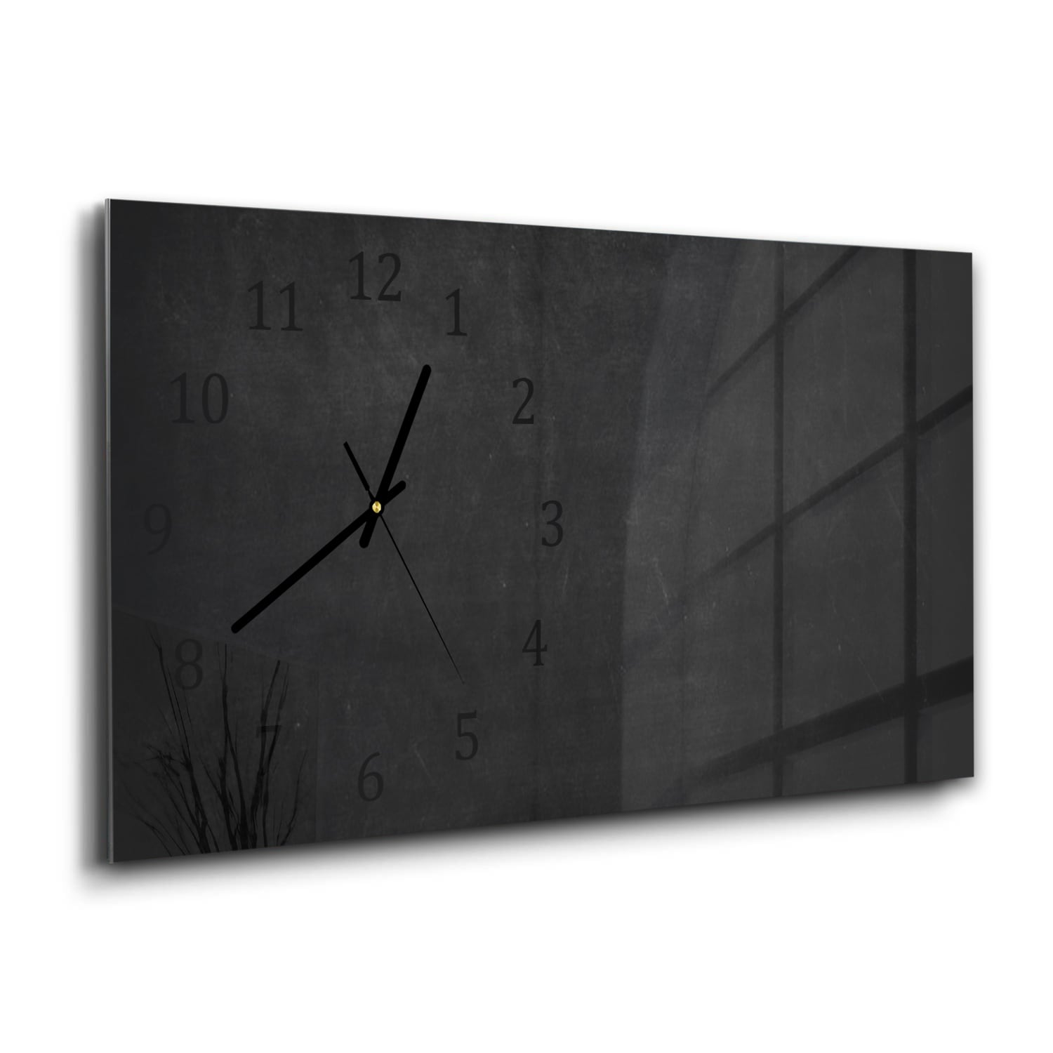 Wandklok 60x30 - Gehard Glas - Zwart Schoolbord