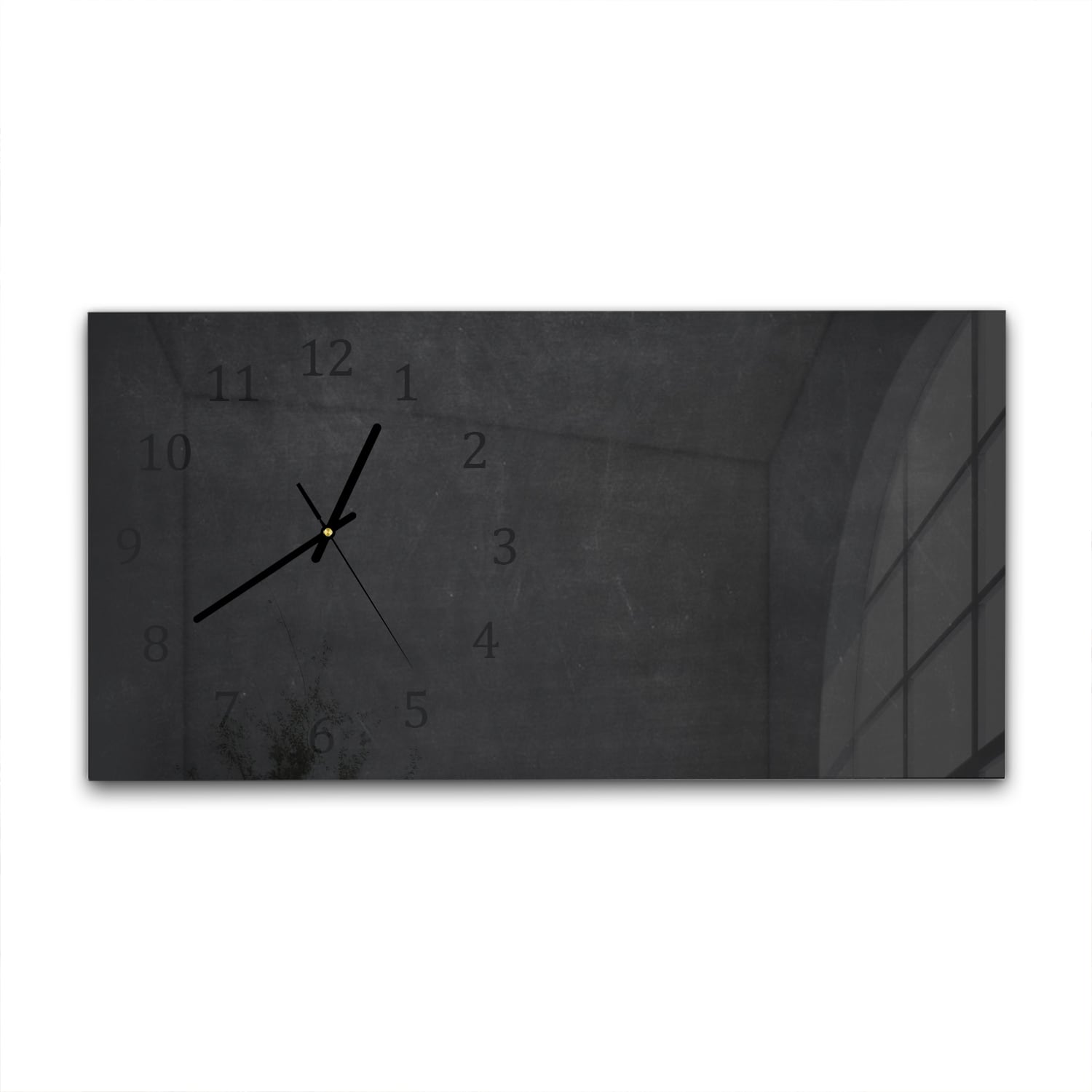 Wandklok 60x30 - Gehard Glas - Zwart Schoolbord