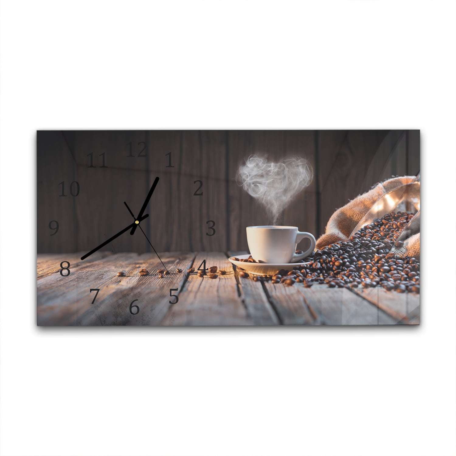 Wandklok 60x30 - Gehard Glas - Koffie Moment