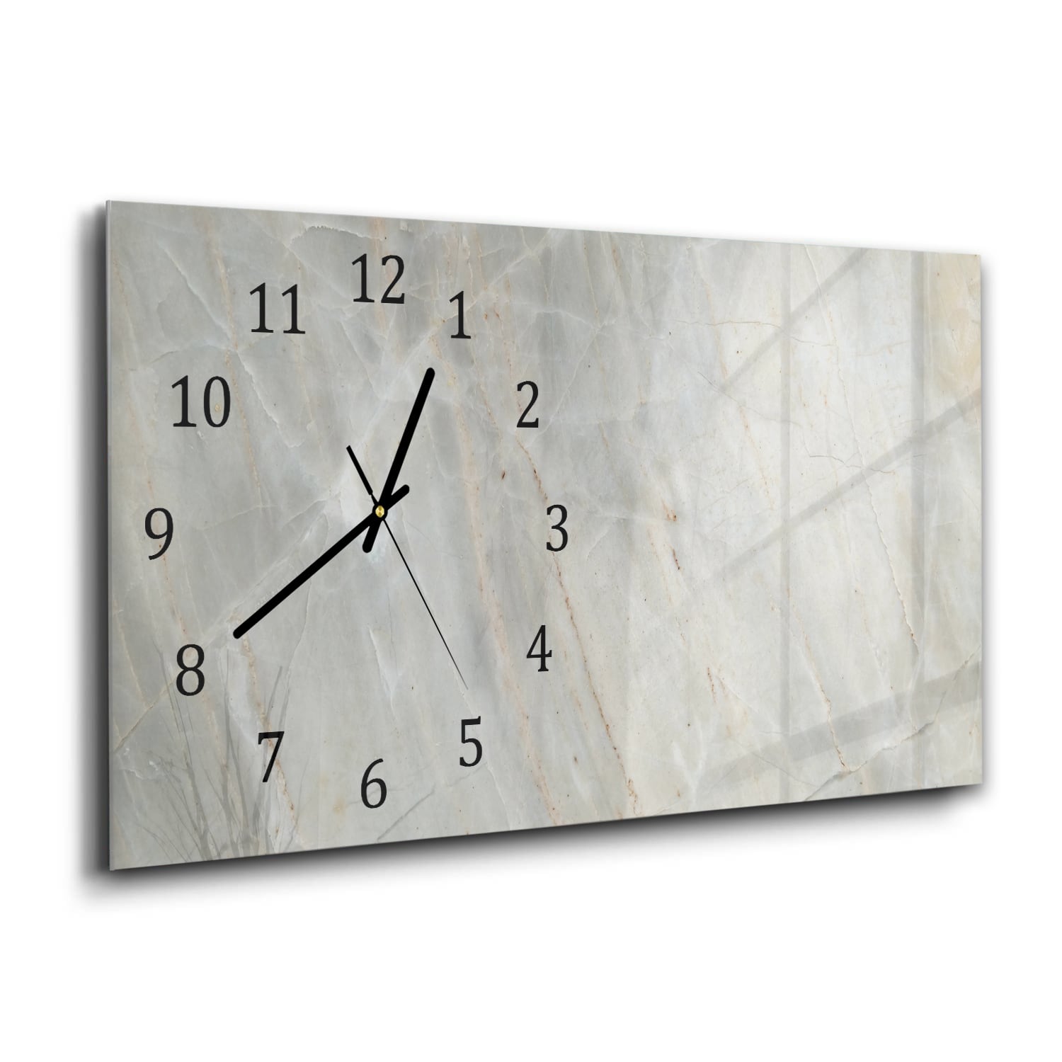 Wandklok 60x30 - Gehard Glas - Lichtgrijs Marmer