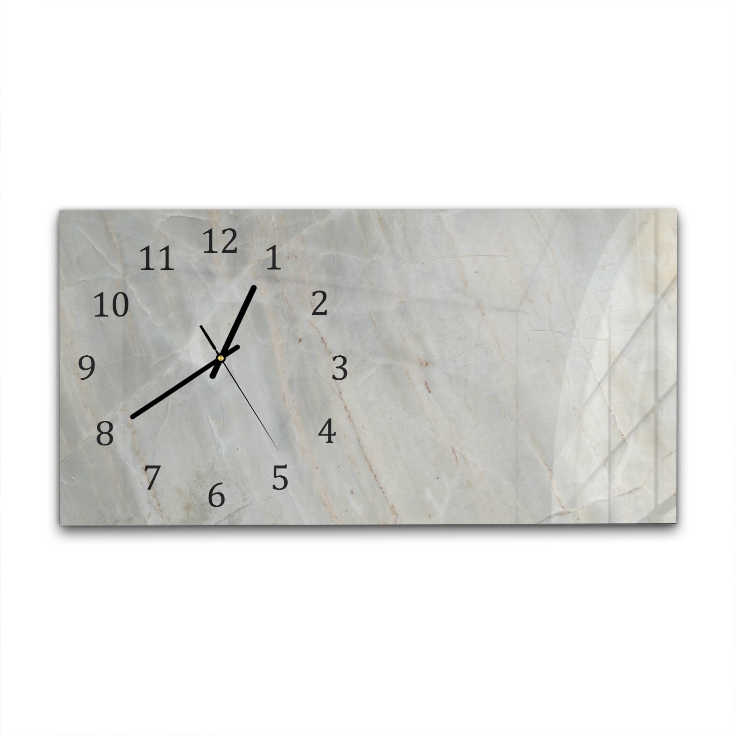Wandklok 60x30 - Gehard Glas - Lichtgrijs Marmer
