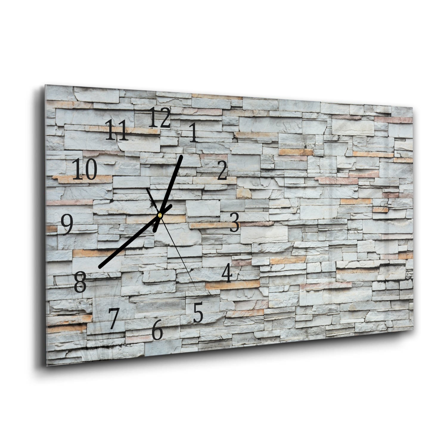 Wandklok 60x30 - Gehard Glas - Stenen Muur