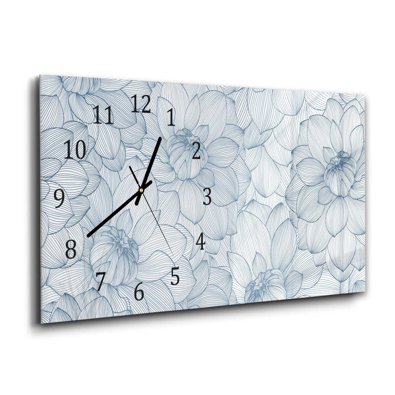 Wandklok 60x30 - Gehard Glas - Getekende Dahlia Bloemen