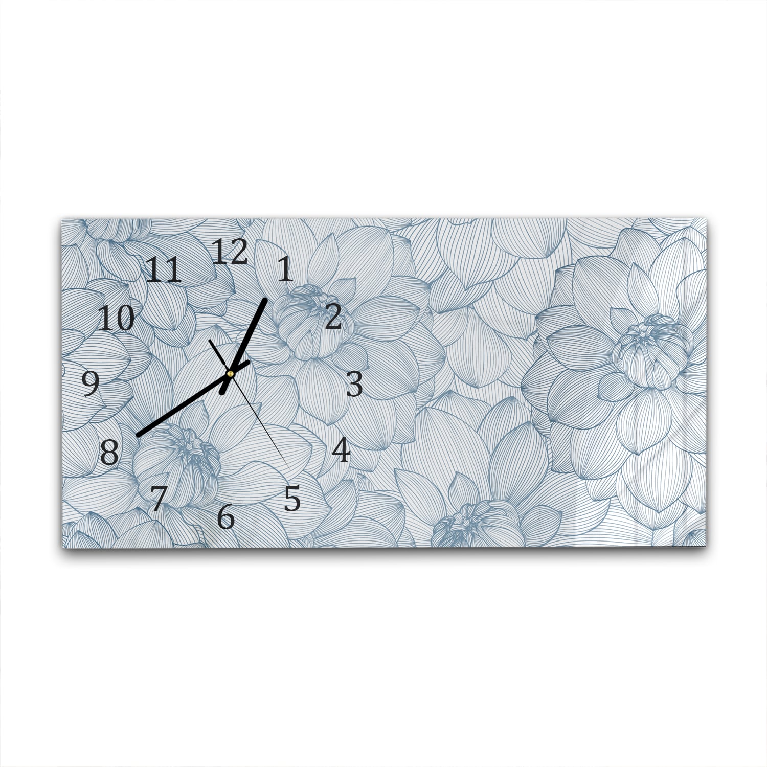 Wandklok 60x30 - Gehard Glas - Getekende Dahlia Bloemen