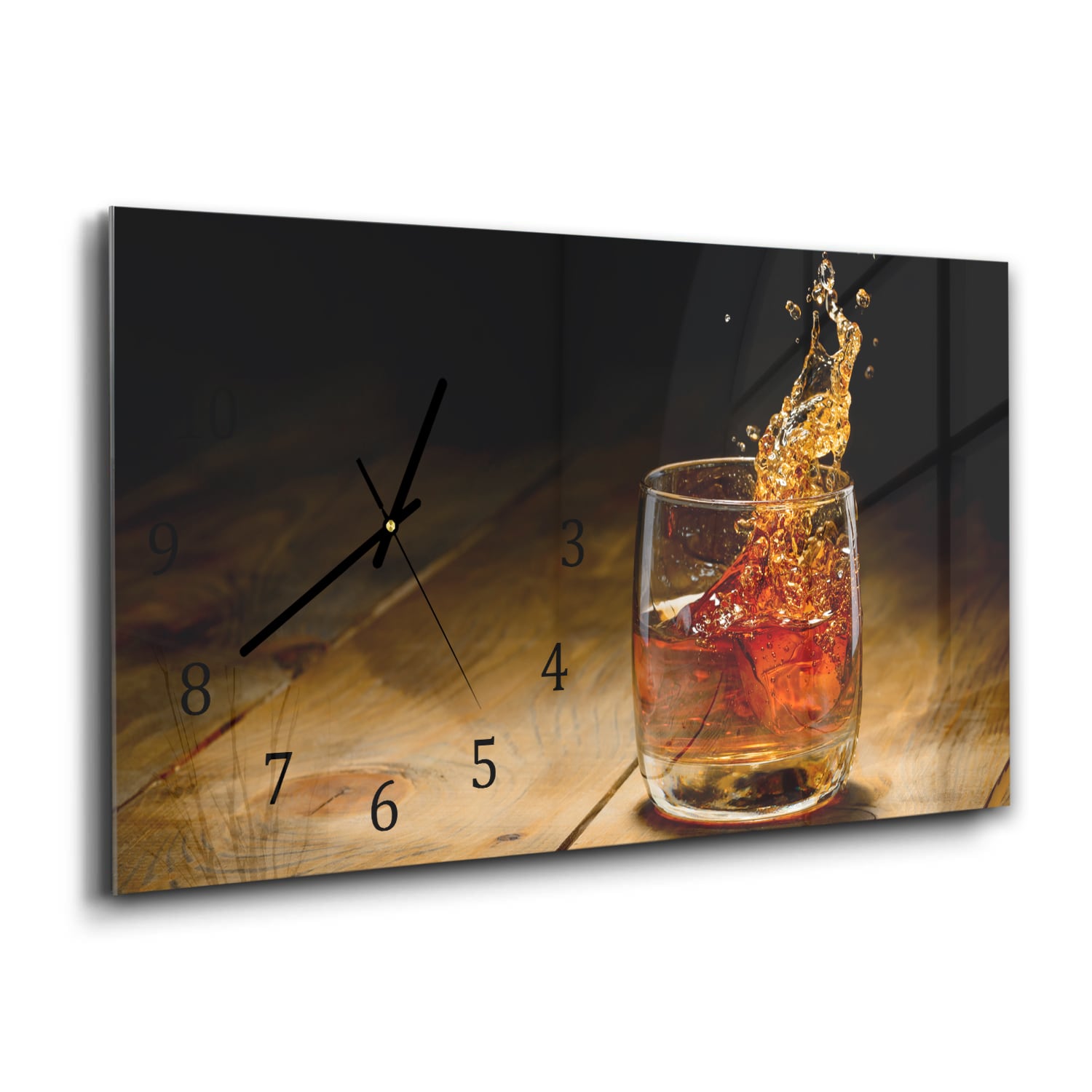 Wandklok 60x30 - Gehard Glas - Whisky Splash