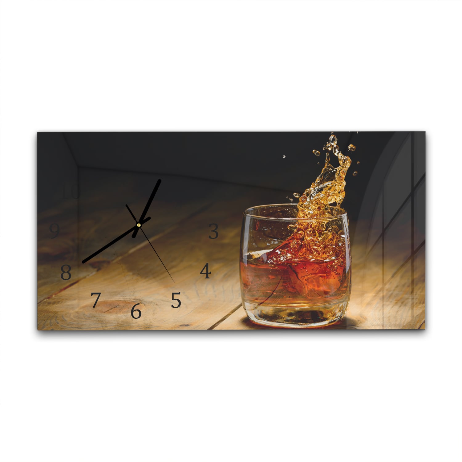 Wandklok 60x30 - Gehard Glas - Whisky Splash